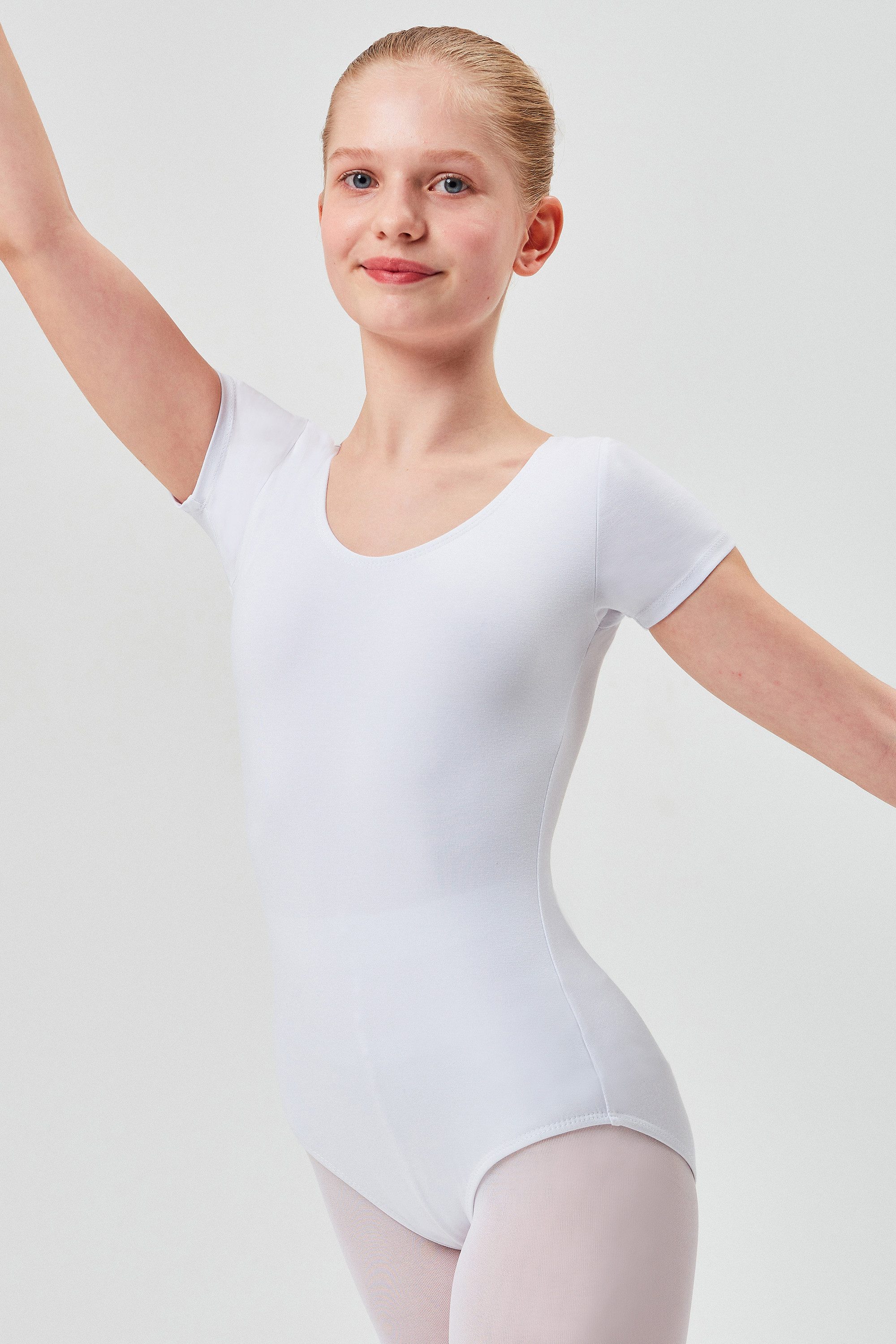 tanzmuster Body Ballettbody Sally aus weicher Baumwolle Kurzarm Trikot fürs Kinder Ballett