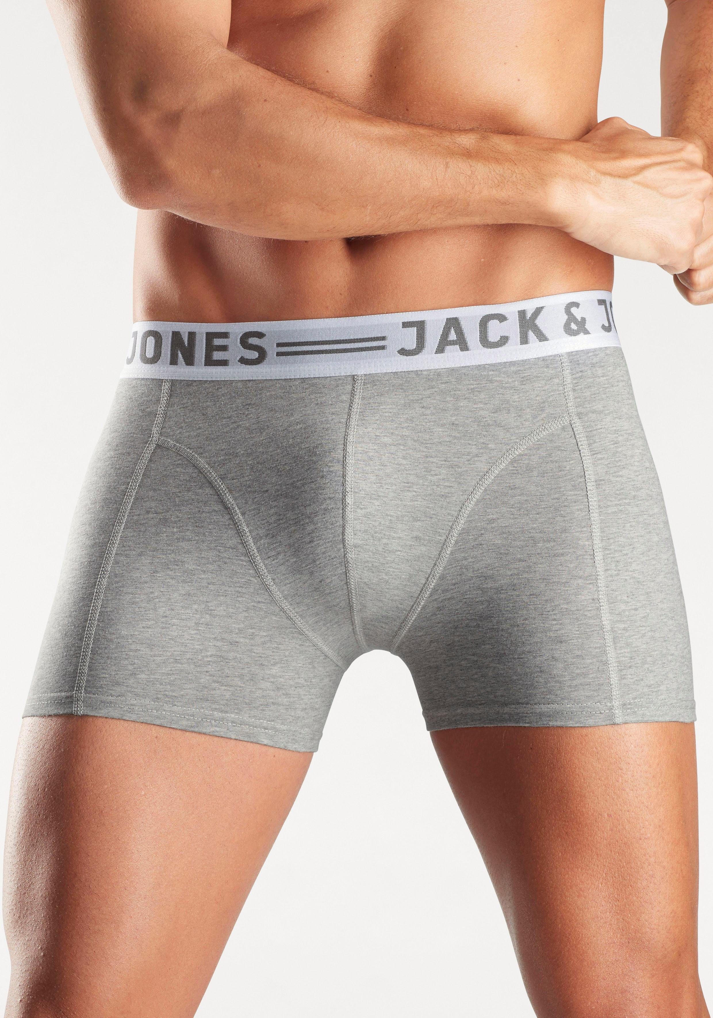 Jack & Jones Boxer (Packung, weiß, 3-St) Trunks grau-meliert Sense schwarz