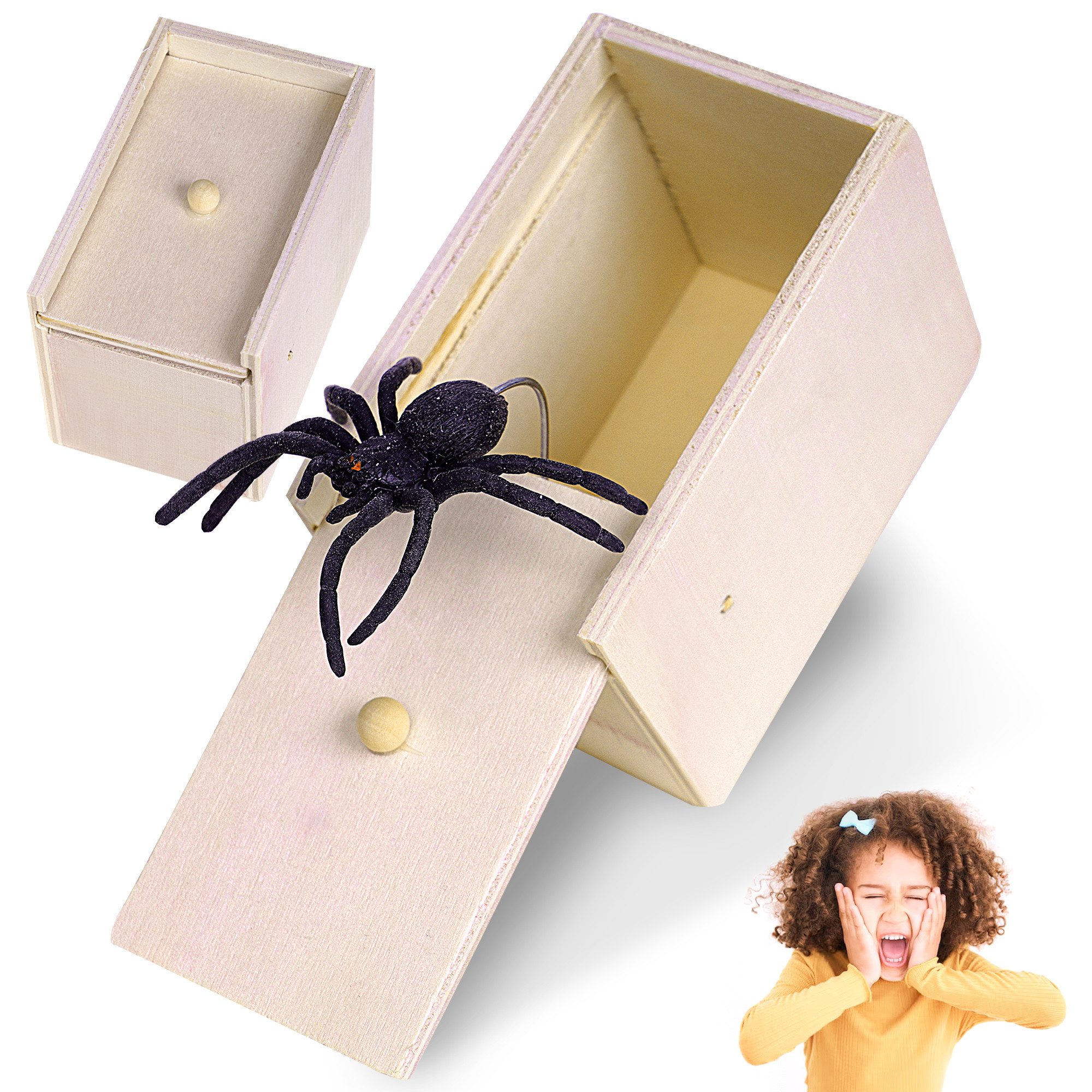 Geschenkehöhle Spiel The Original Spider Prank Box - Scherzartikel lustig zum Erschrecken, Prank-Box (Scherzartikel) – sorgt für Schock & Lacher zugleich!