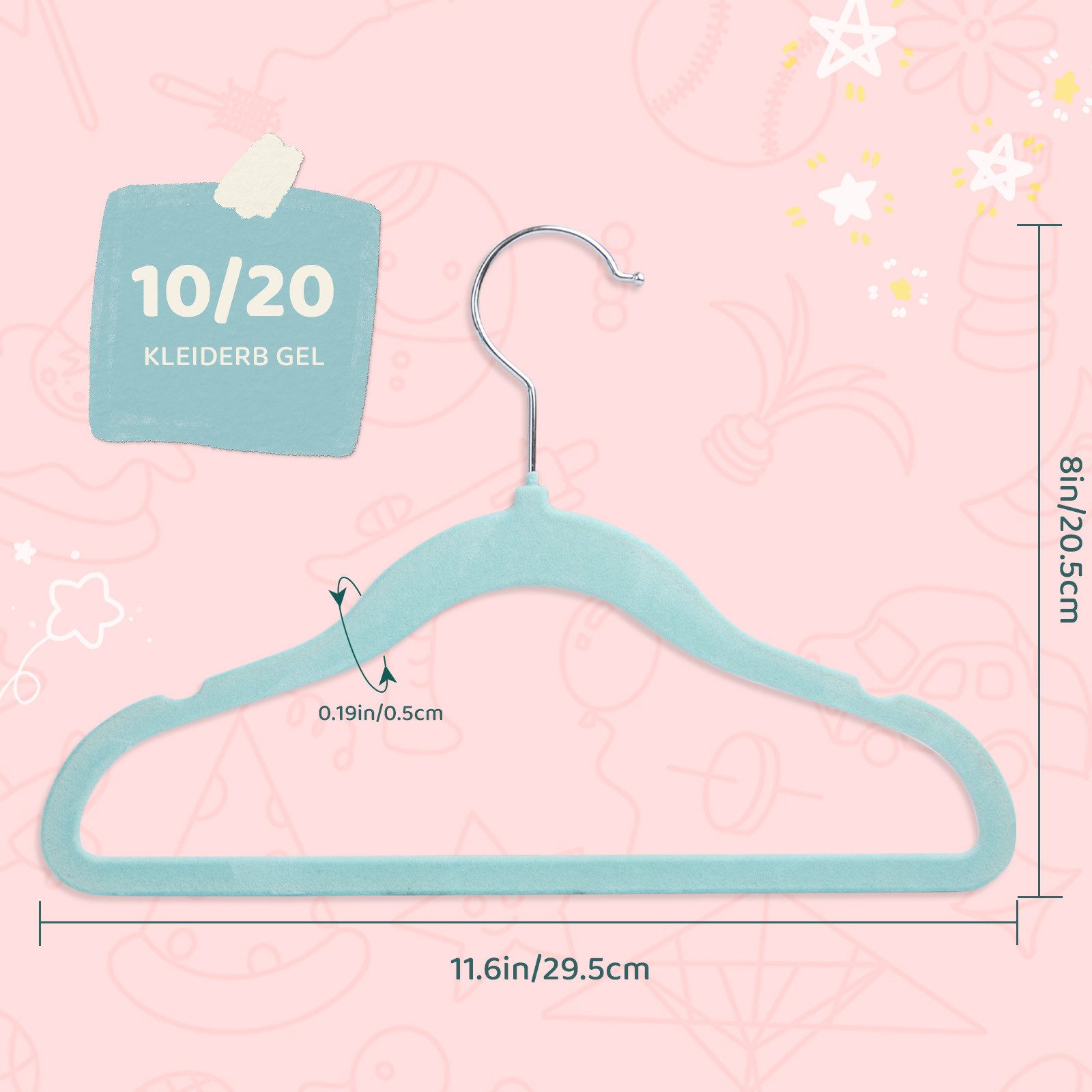 ElitVita Kleiderbügel 10-100 Stück Kinder Kleiderbügel, Samt, Anti-Rutsch, günstig online kaufen