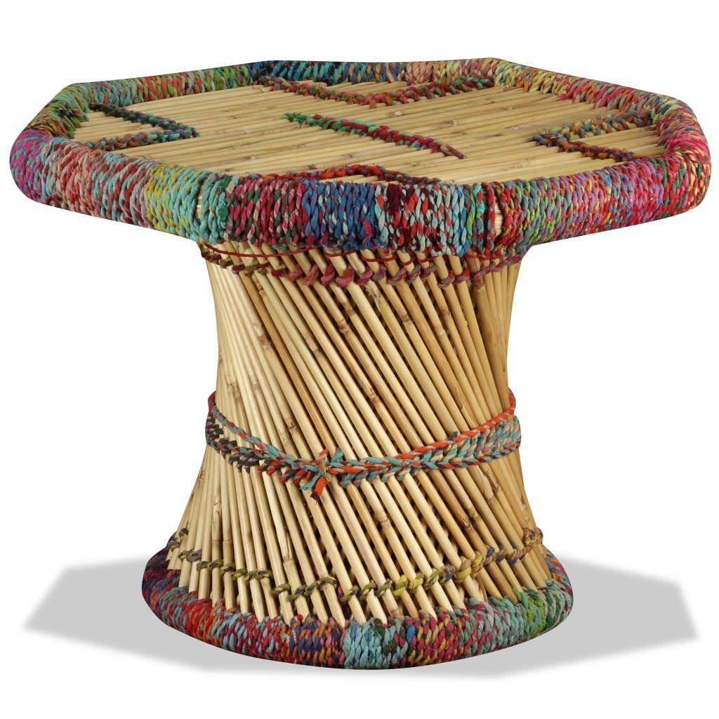 vidaXL (1-St) Mehrfarbig Bambus mit Couchtisch | Mehrfarbig Chindi-Details Mehrfarbig Couchtisch