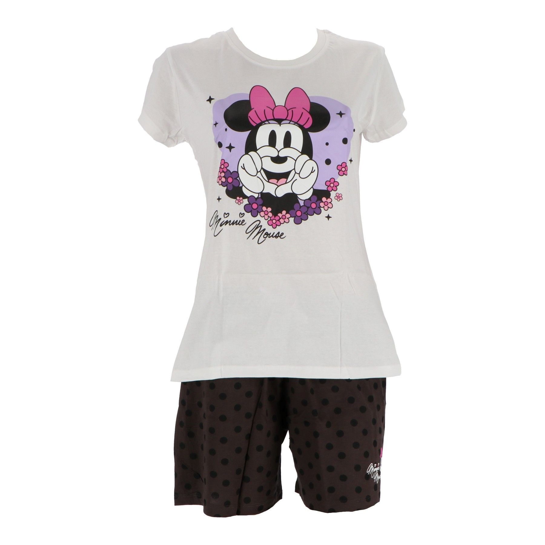 Schlafanzug Minnie Mouse Maus Damen Shorty Pyjama kurz Shirt + kurze Hose