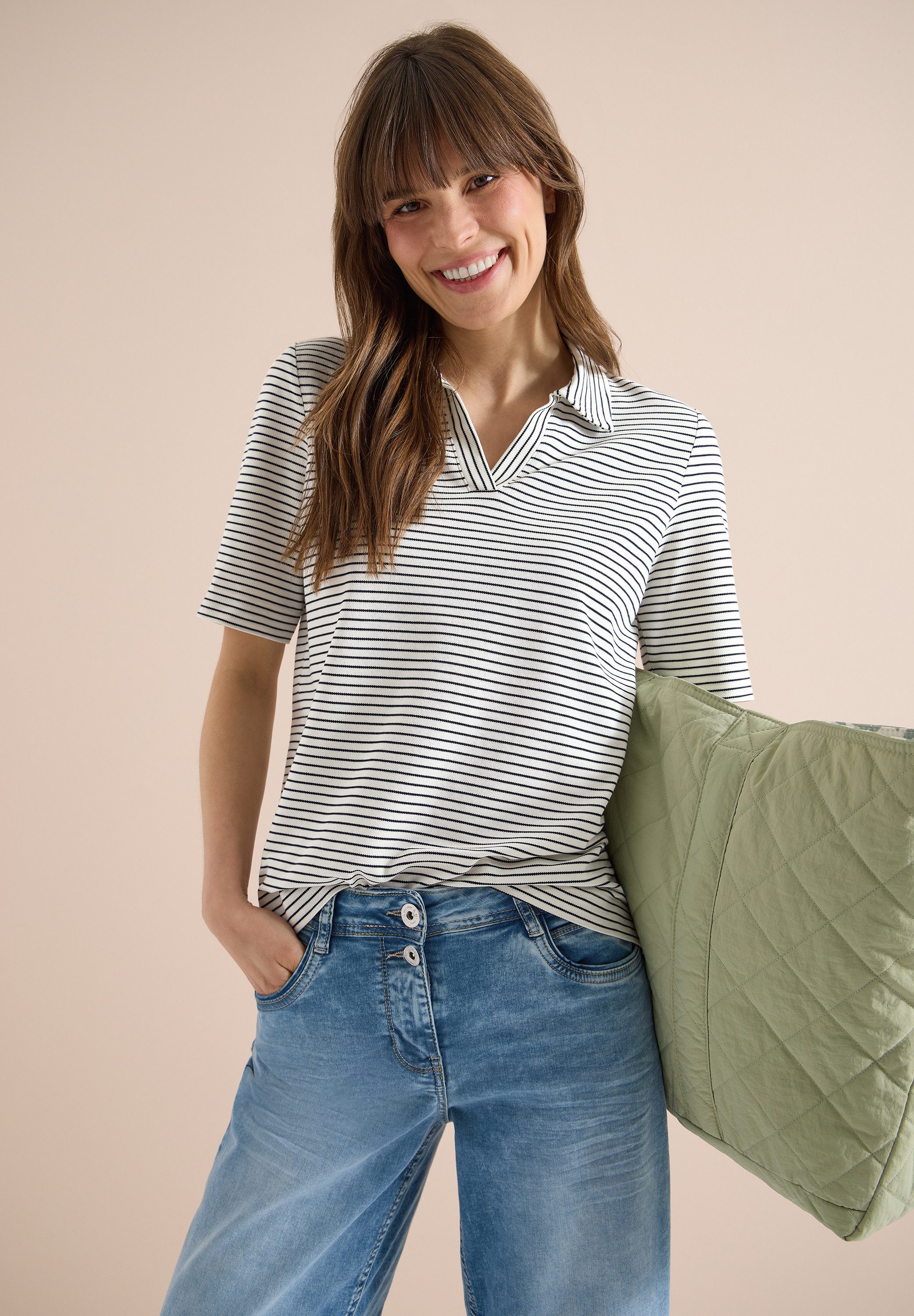 CECIL Poloshirt mit Piqué-Struktur
