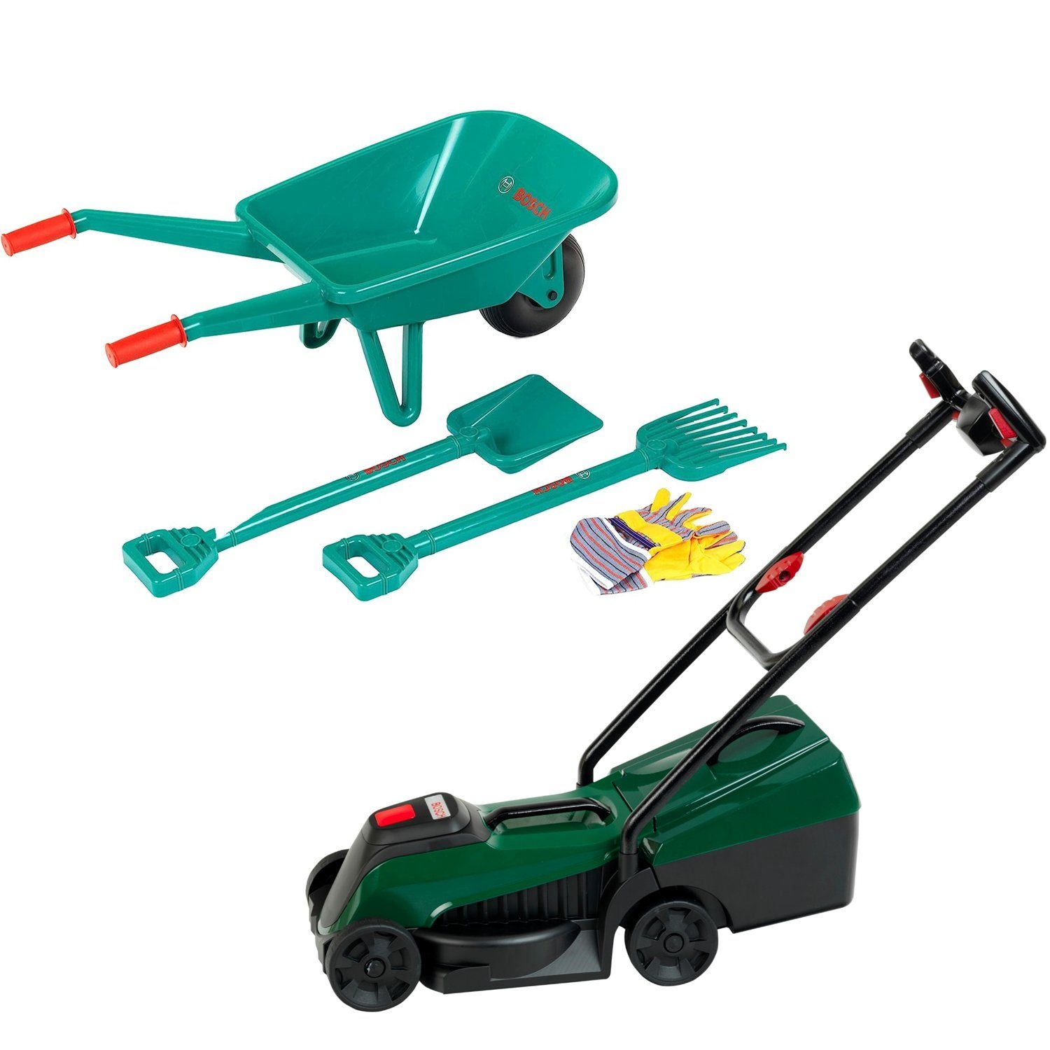 Theo Klein Kinder-Gartenset 3053(2780+2796) Bosch 2er Set Schubkarrenset 4-teilig + Rotak