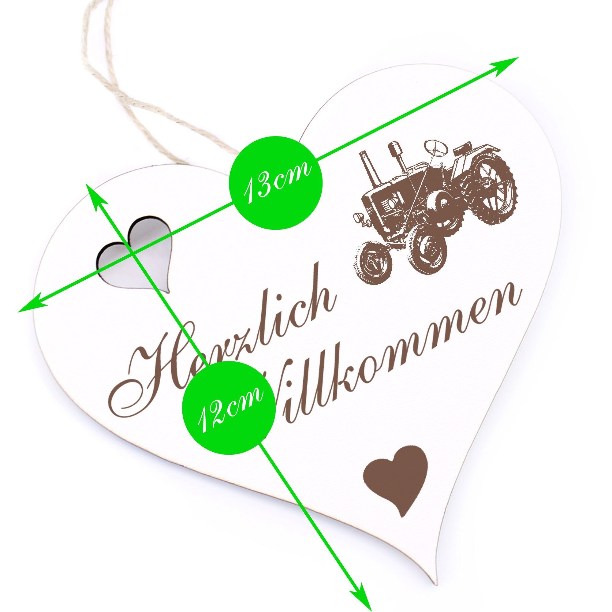 13x12cm Traktor Hängedekoration Dekolando Willkommen - alter - Herzlich