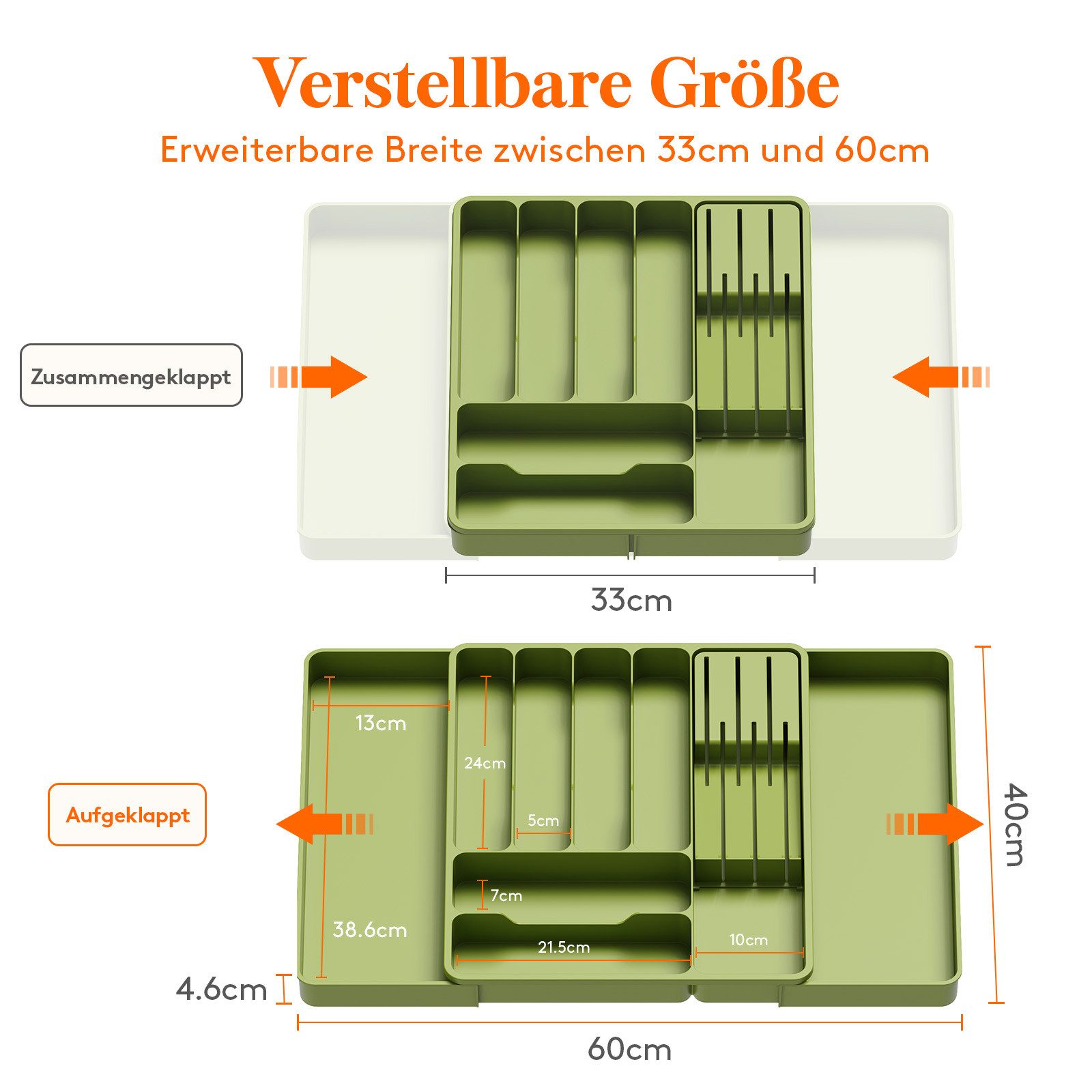 Lifewit Besteckeinsatz Erweiterbarer Besteckkasten mit herausnehmbarem Mess günstig online kaufen