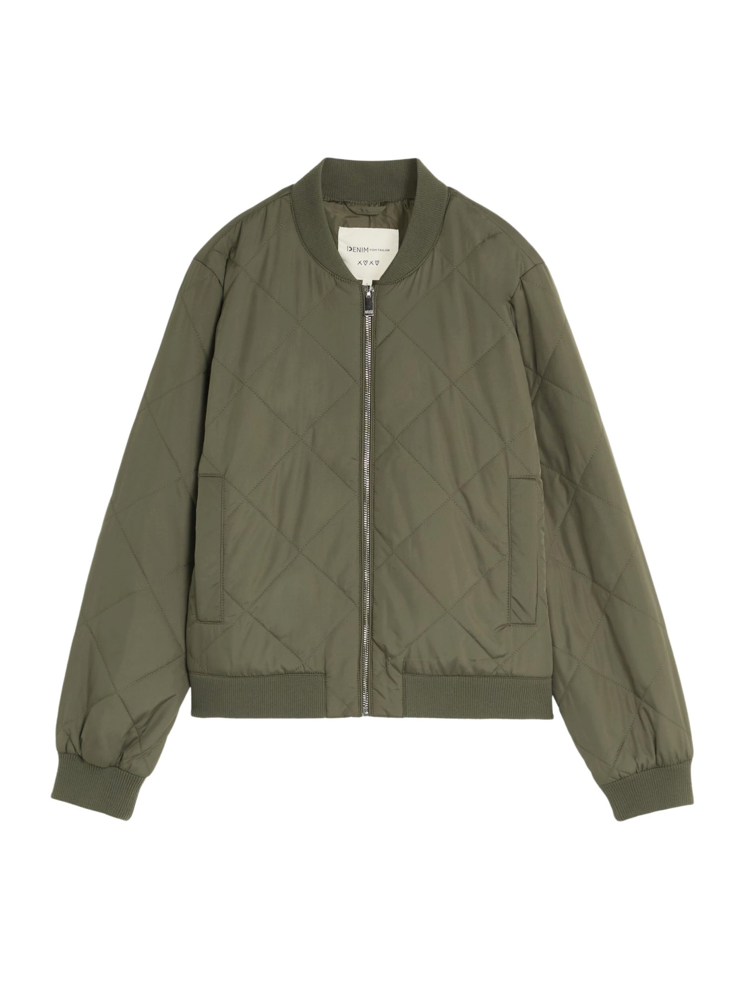 TOM TAILOR Denim Blouson O grün,Outdoor,Polyester,Unifarben,Collegekragen,Lang,Regular Fit