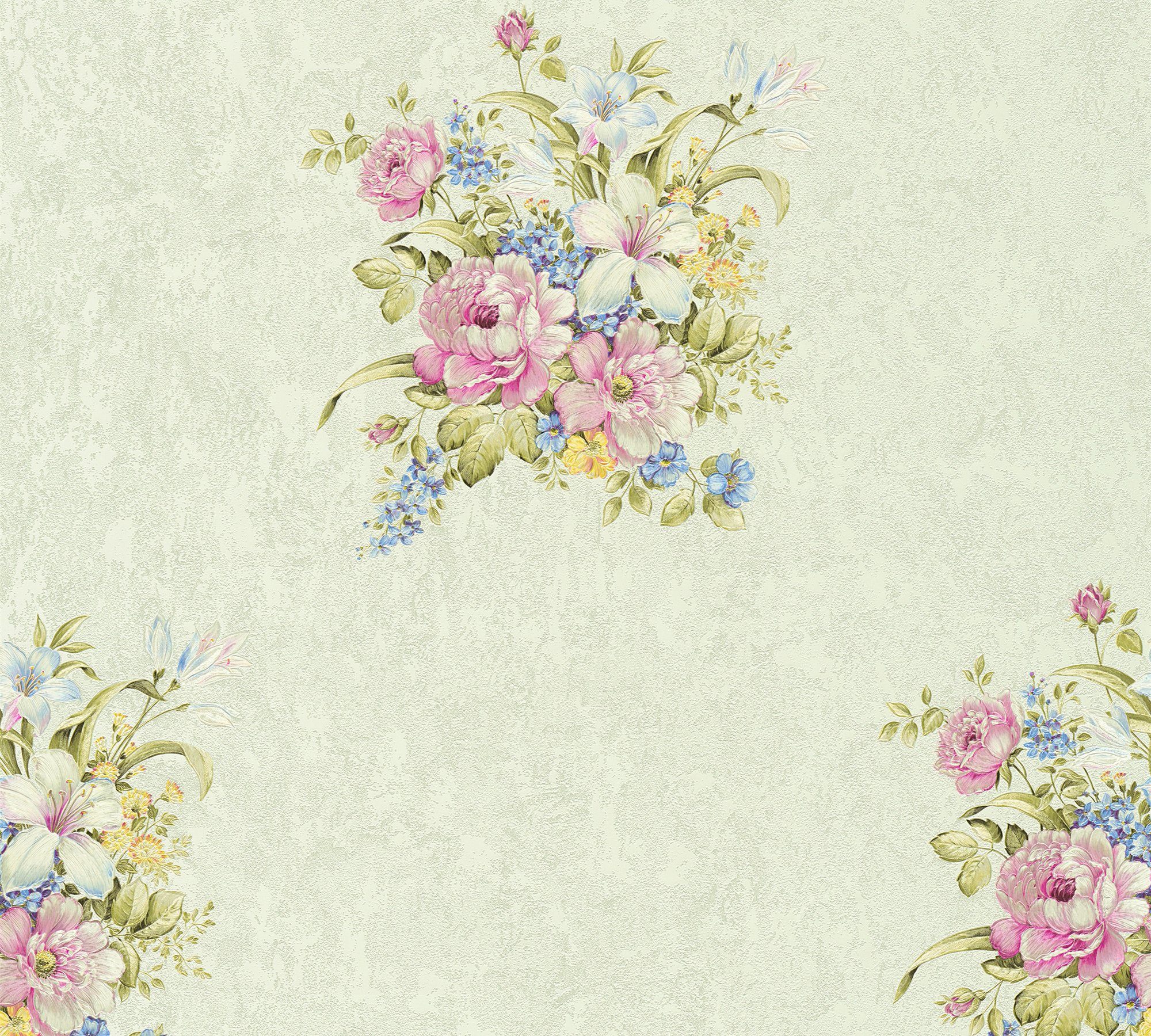bunt/grün A.S. floral, floral, Romantico Barock Création Tapete Blumen Vliestapete romantisch