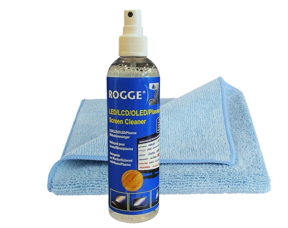 Rogge ROGGE DUO-Clean clear - 250ml Bildschirmreiniger inkl. Microfasertuch Flüssigreiniger (2-St)