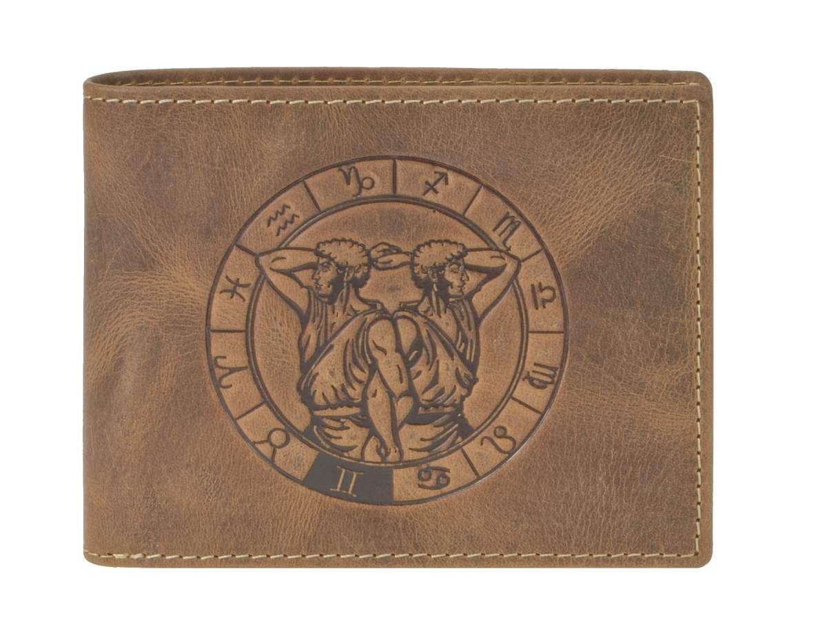Portemonnaie, Zwillinge Vintage, Sternzeichen-Prägung Greenburry Geldbörse Lederbörse,