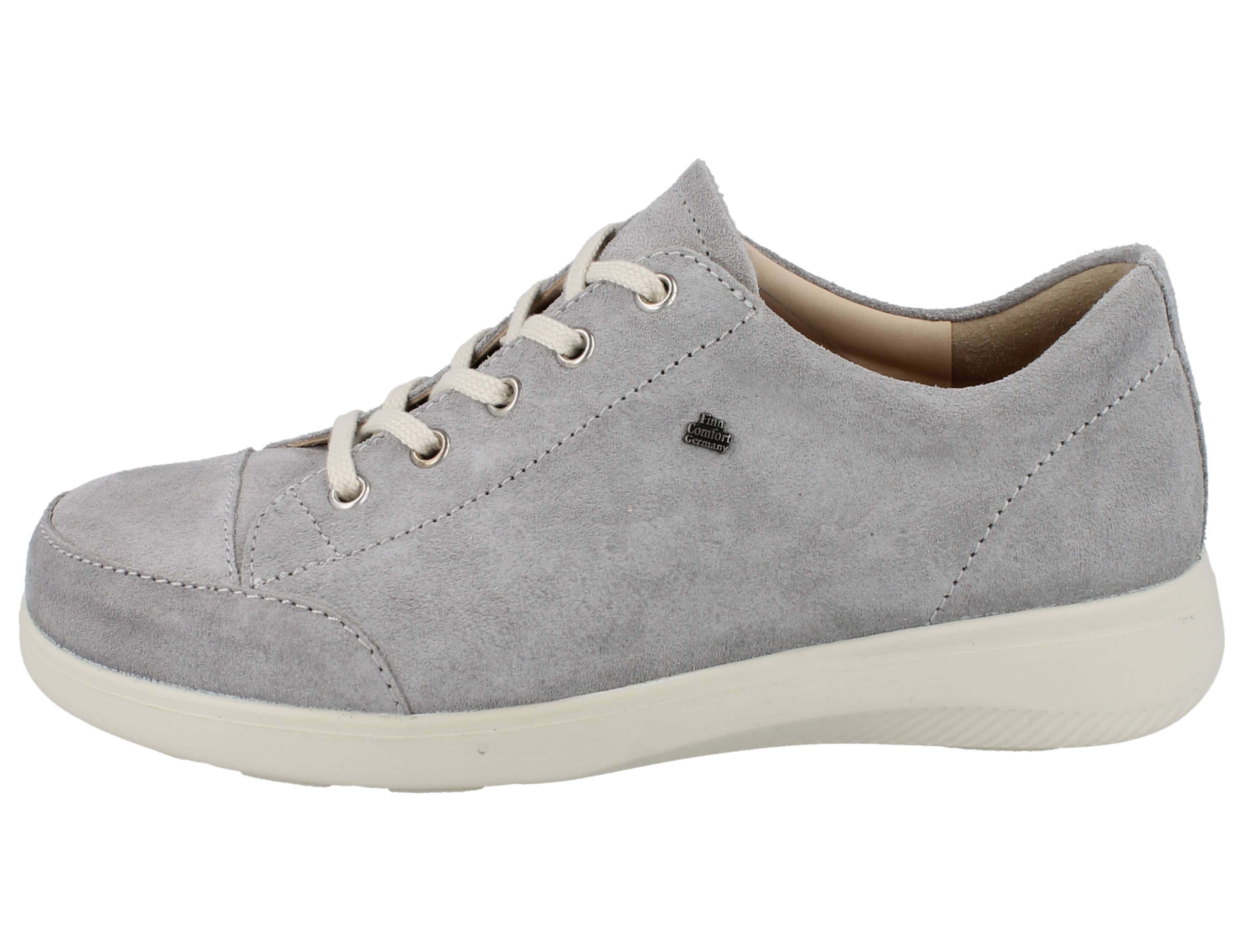 Finn Comfort FINN COMFORT Fataga Damen Schnürhalbschuhe grau Veloursleder - Größe: Schnürschuh Wechselfußbett