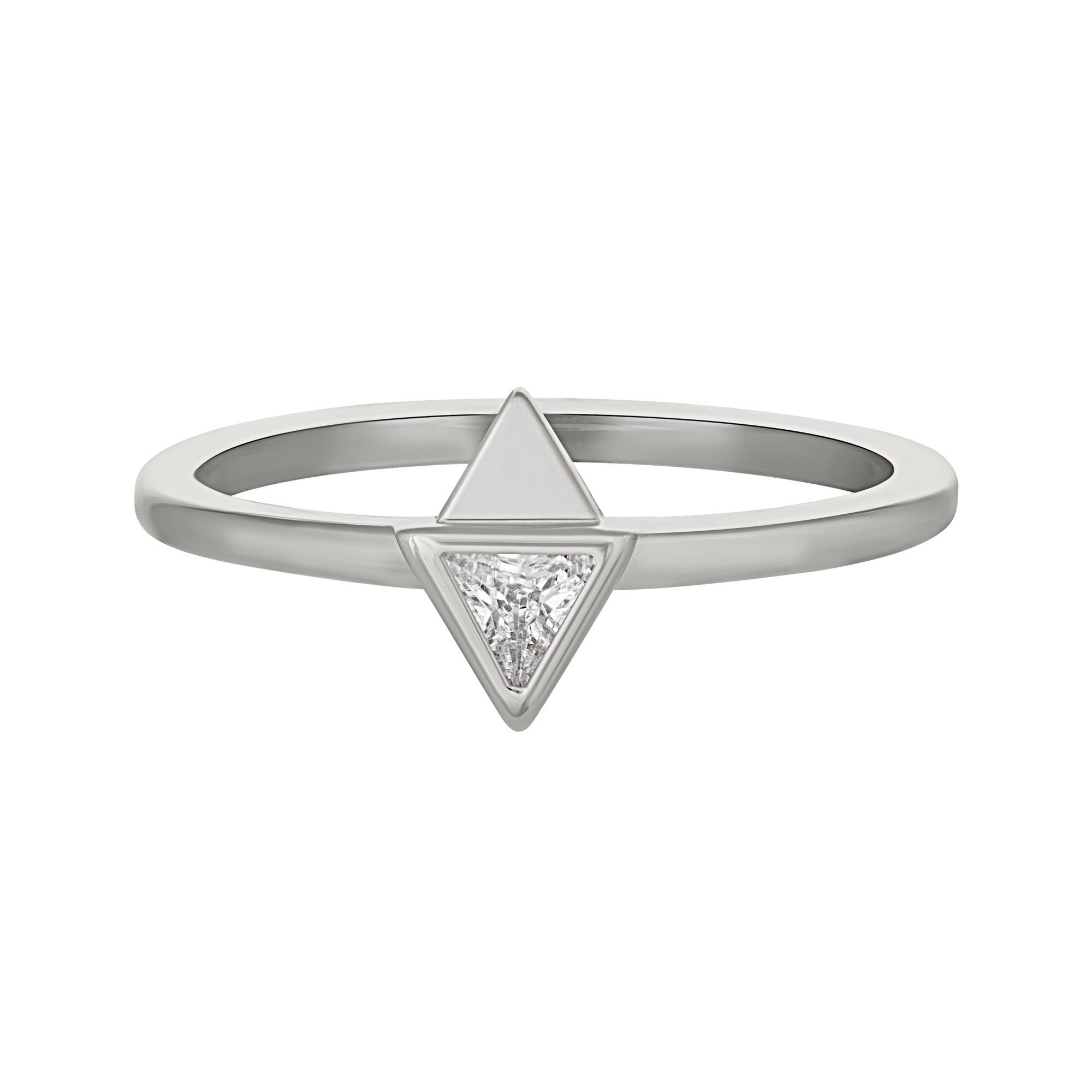 Fingerring 925 Silber rhodiniert mit Zirkonia Dreieck