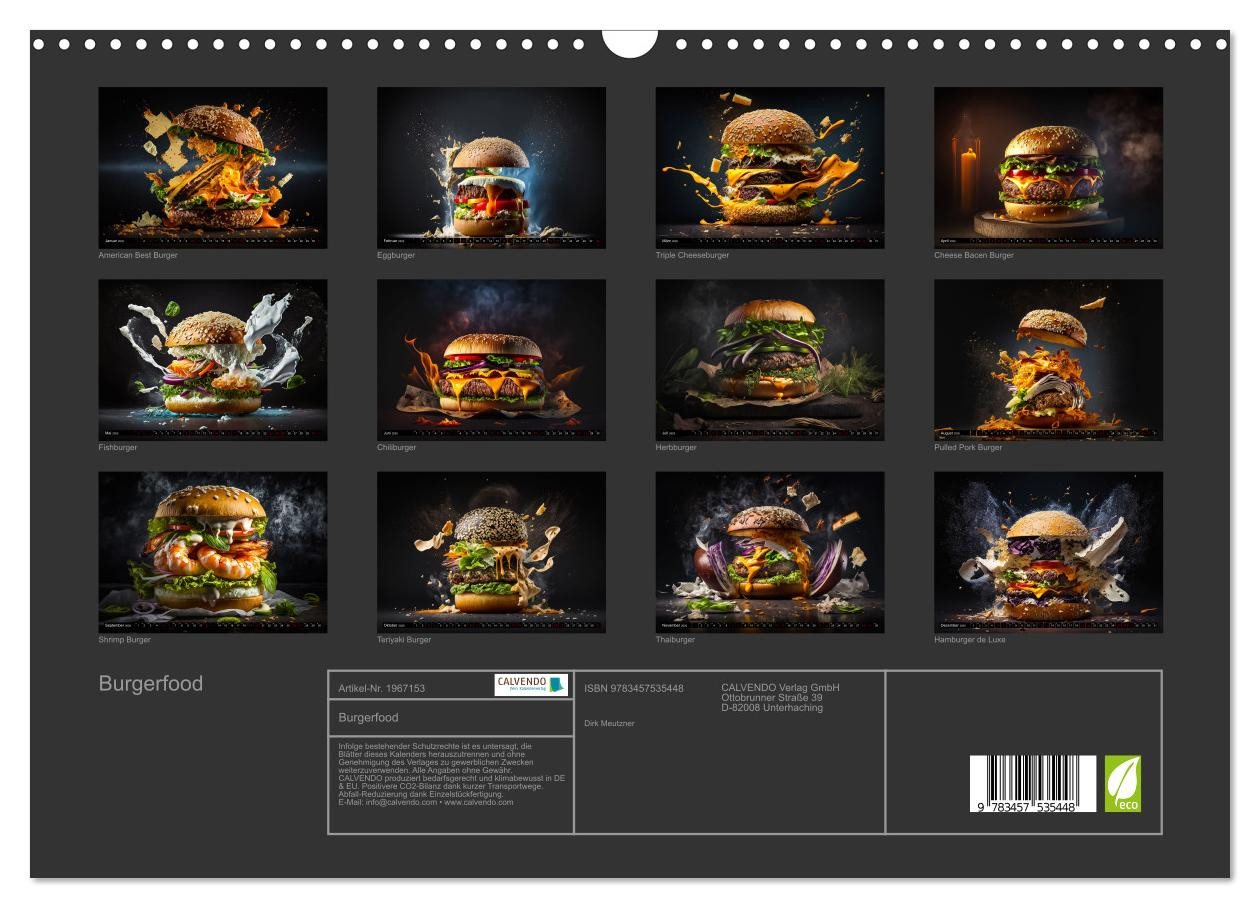 Thumbnail - CALVENDO Wandkalender Burgerfood (Wandkalender 2026 DIN A3 quer), CALVENDO Monatskalender