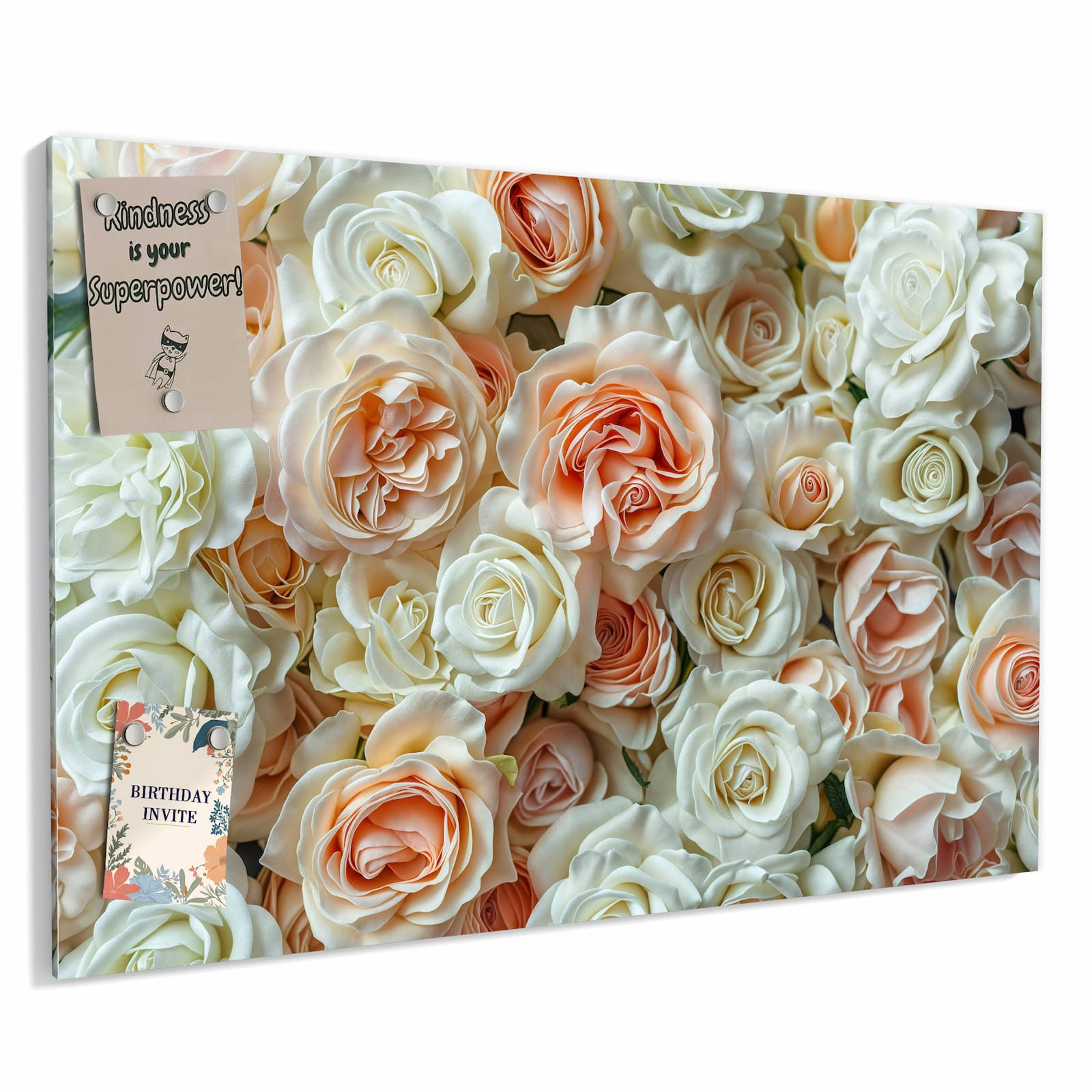 Primedeco Memoboard Metall Rosenbouquet – beschreibbar & magnetisch, (Inklusive Stift, Magnete und Montagematerial, 1-tlg., 9 verschiedene Größen), Magnetisch und Beschreibbar