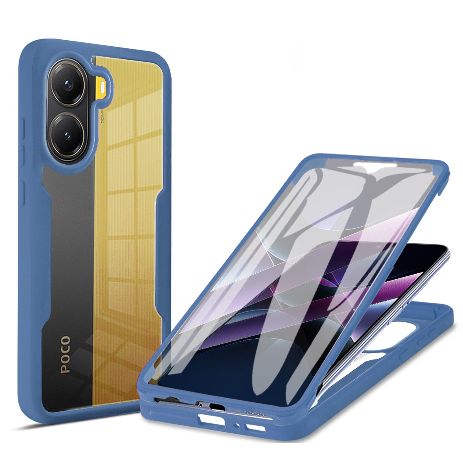 betterfon Handyhülle für Poco X7 Pro 5G 2-teiliges 360° TPU Schutzcase, Vollschutz Case mit integriertem Displayschutz und klarer Sicht
