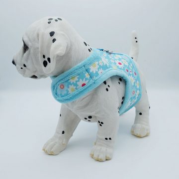 Alvonja Hunde-Geschirr Hundegeschirr kleine, mittlere, große Hunde Welpen Blumen hellblau, Polyester, verstellbar, verschiedene Größen