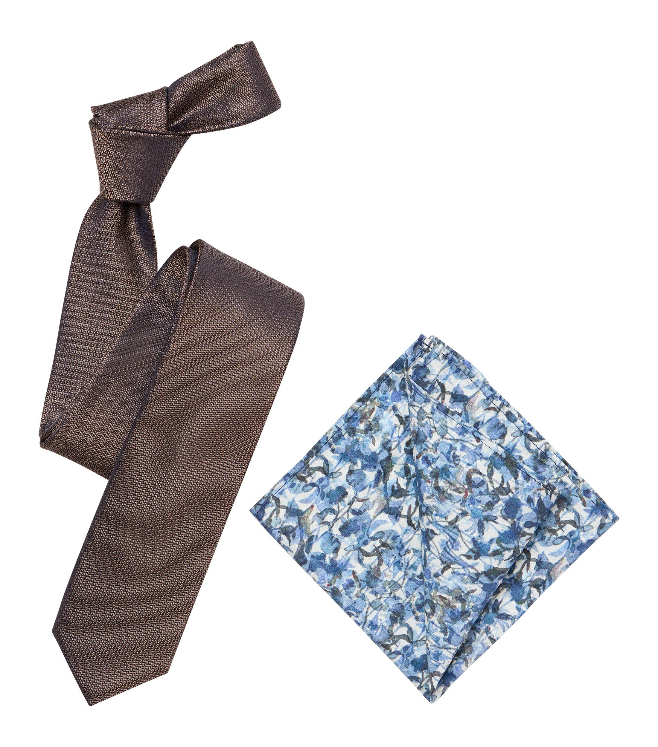 Krawatte VENTI Set aus Krawatte und Einstecktuch gemustert