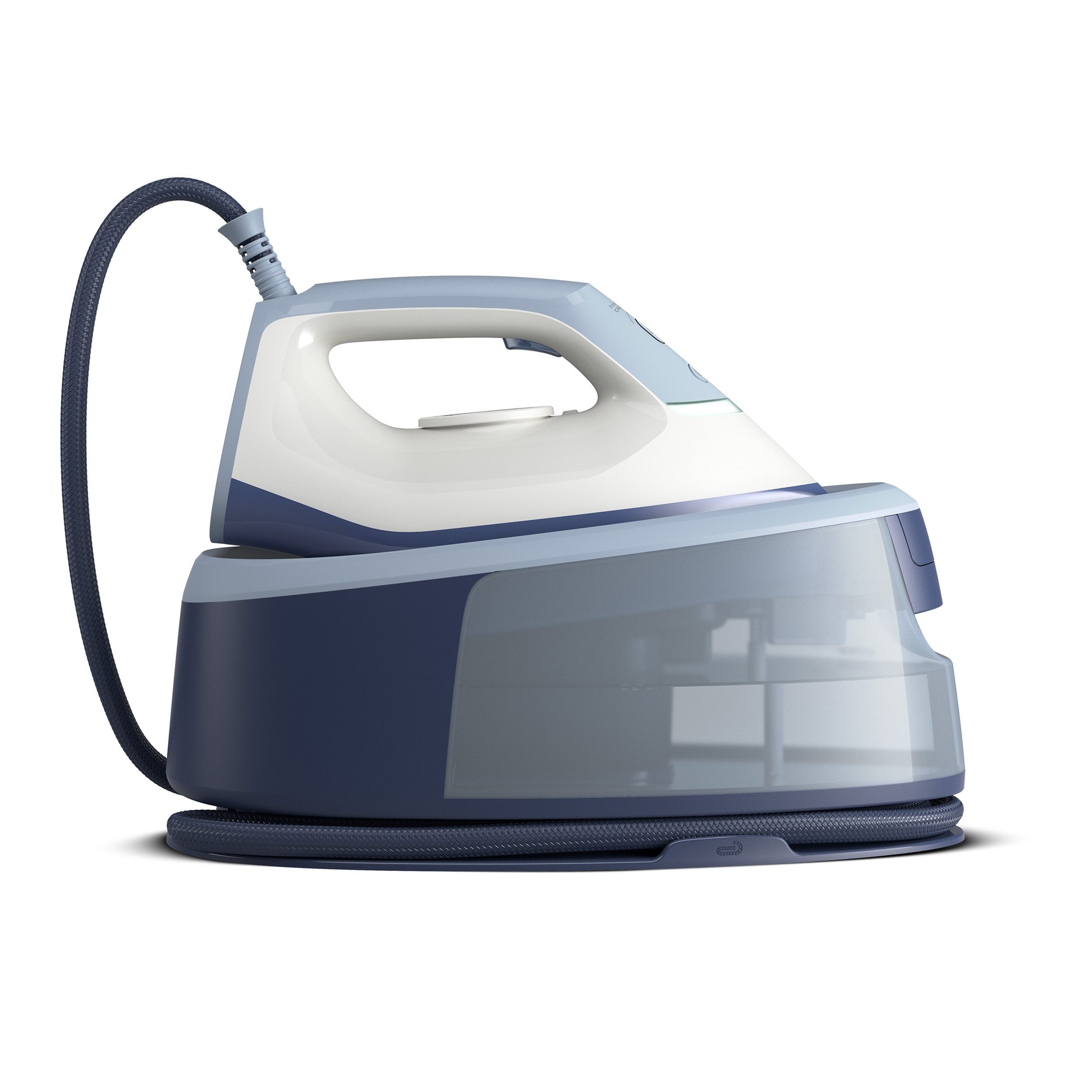 Philips Dampfbügelstation PerfectCare 3000 Series PSG3000/20, hellblau/dunkelblau/weiß, 1400 ml Wassertank, 2.400 Watt, Vertikaldampf, Keramik-Bügelsohle, 350gr Dampfstoß