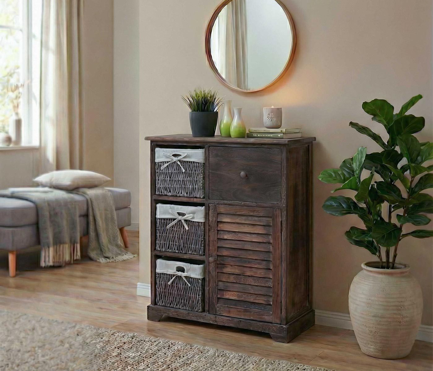 MCW Kommode MCW-H21, Gebürstete Oberfläche, Kein Aufbau notwendig, Stoffbezug abnehmbar