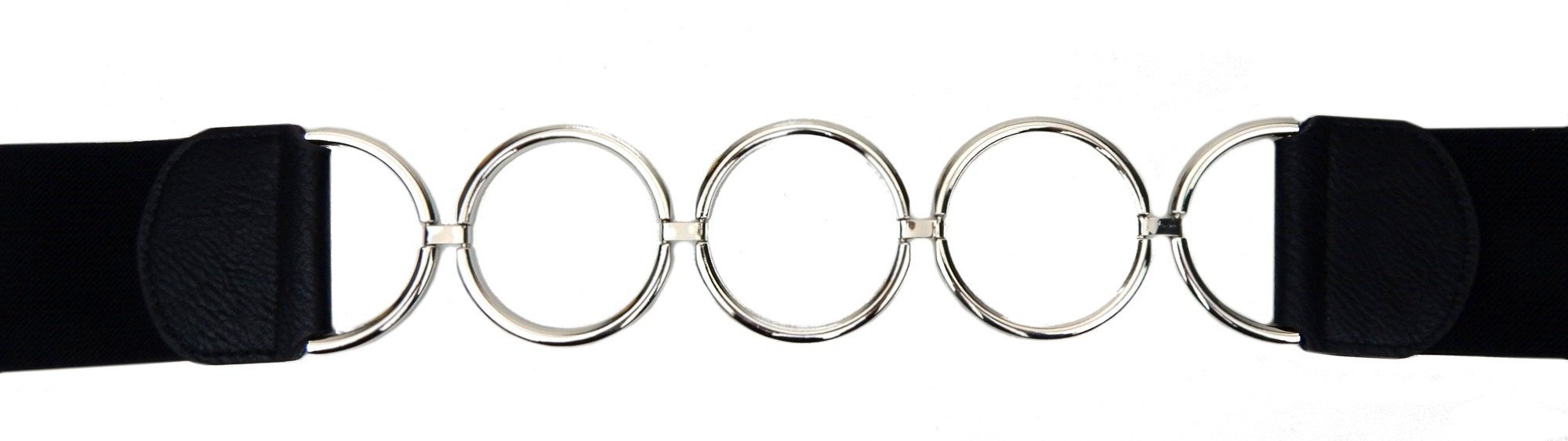 Ella Jonte Kettengürtel schwarz silber Kunstleder elastischer Stretchgürtel