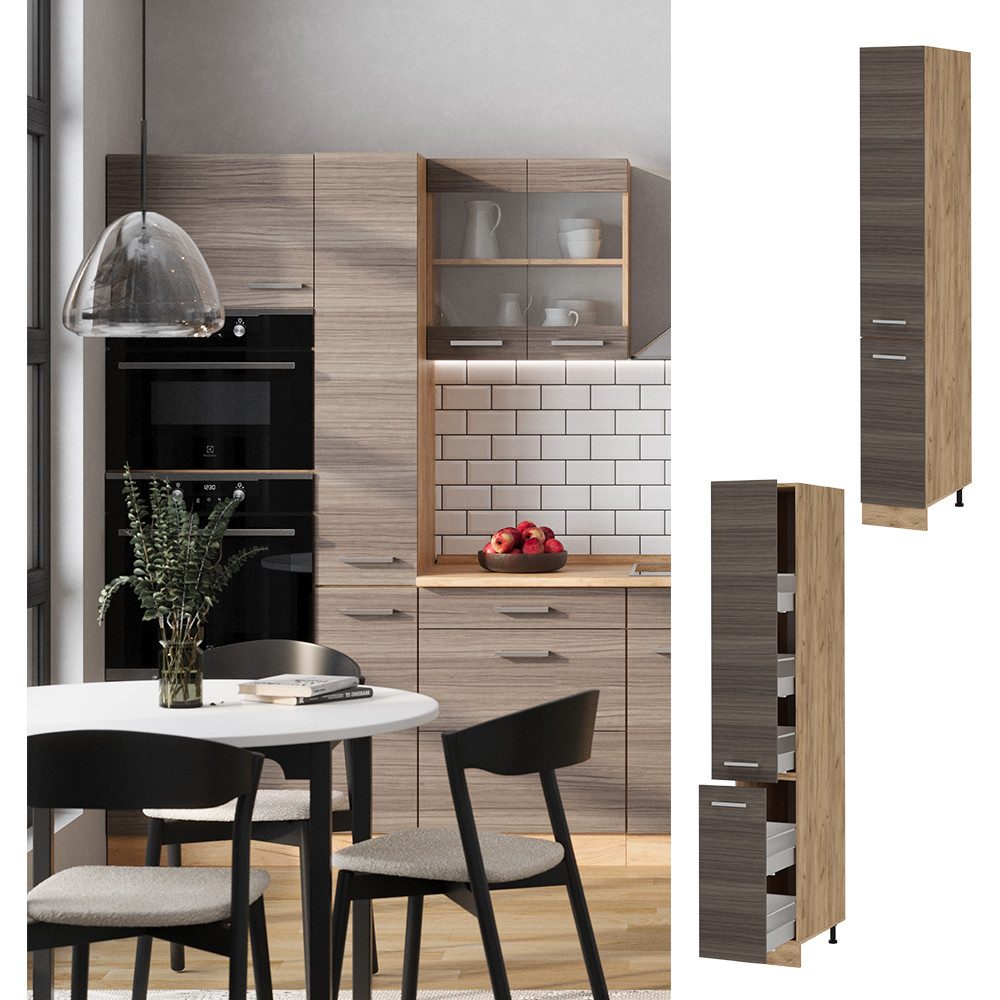 Vicco Hochschrank R-Line, Edelgrau/Goldkraft Eiche, 30 günstig online kaufen