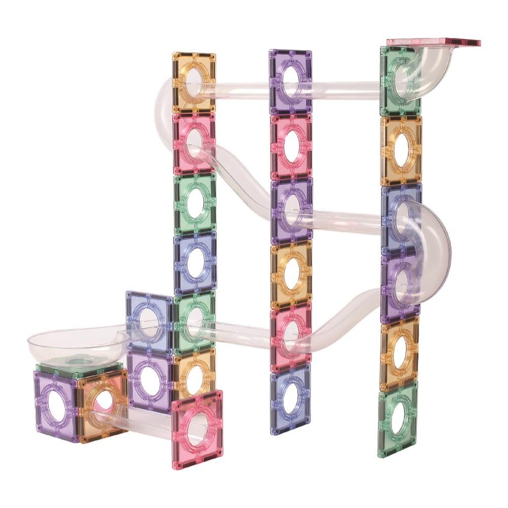 Cleverclixx Cleverclixx Kugelbahn-Bausatz Clever Pastellfarben 110 Teile Magnetspielbausteine, langlebiges Magnetspielzeug, robuste Bauweise, erweiterbare Sets