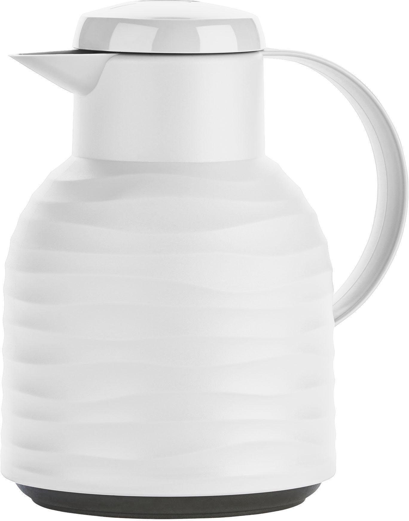 Emsa Isolierkanne Samba Wave, 1 l, Made in Germany, 12h warm/24h kalt, Quick-Press-Deckel, Glaskolben