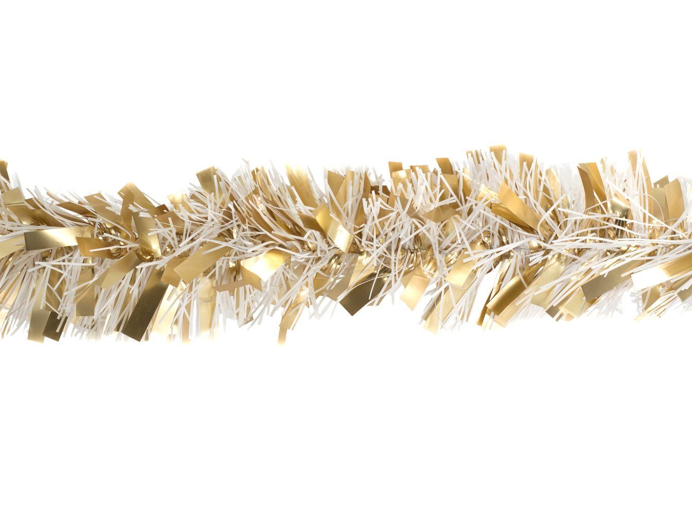 Creativery Girlanden, Weihnachtsgirlande Lametta 8cm x 2m gold / weiß
