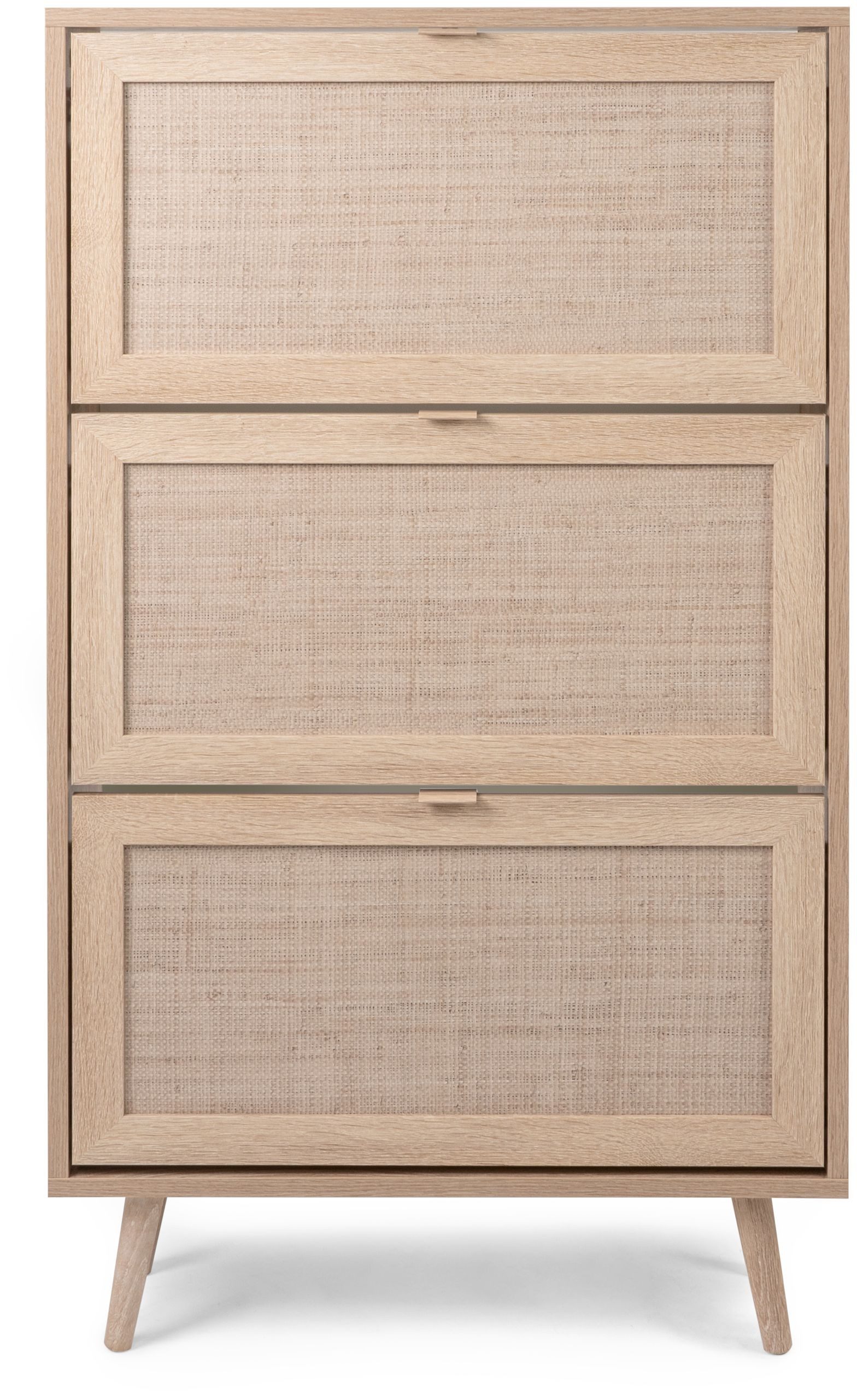 Finori Schuhschrank Sonoma Eiche / Rafia Geflecht B x H x T ca. 70 x 125 x 24 cm