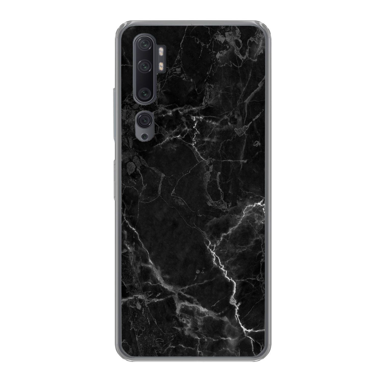 MuchoWow Handyhülle für Xiaomi Mi Note 10 Marmor - Schwarz - Weiß - Textur - Marmoroptik