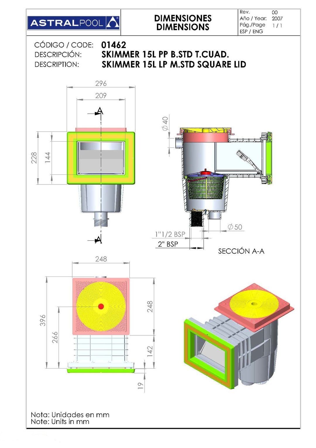 Astralpool Skimmer AstralPool Skimmer Set mit 15 Liter für PVC Folienbecken