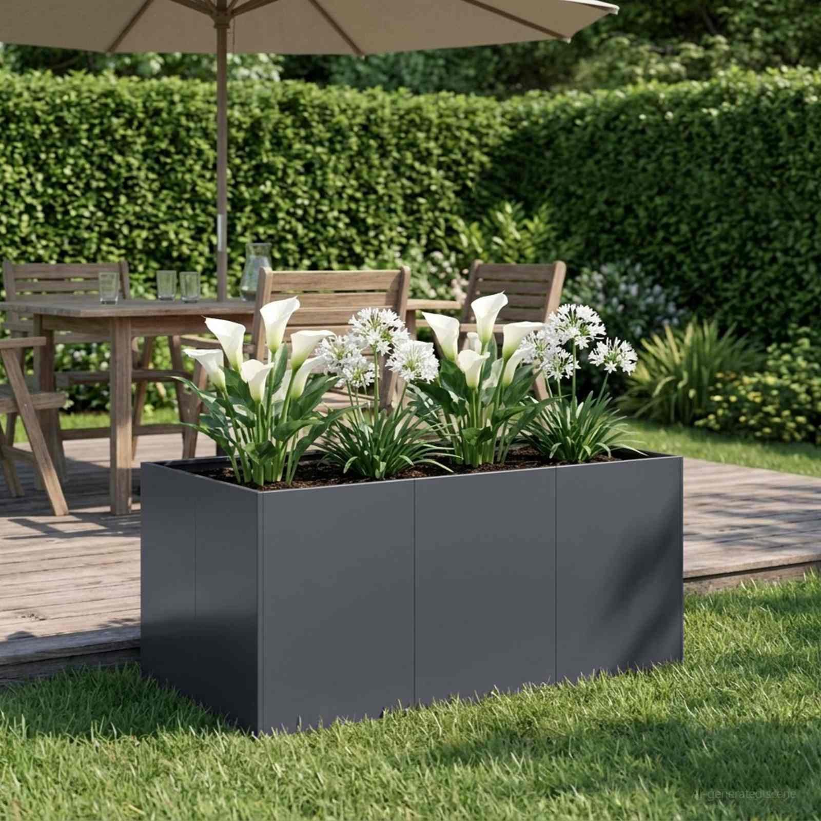 vidaXL Blumentopf Garten-Pflanzgefäß Anthrazit 120 x 80 x 60 cm (1 St)