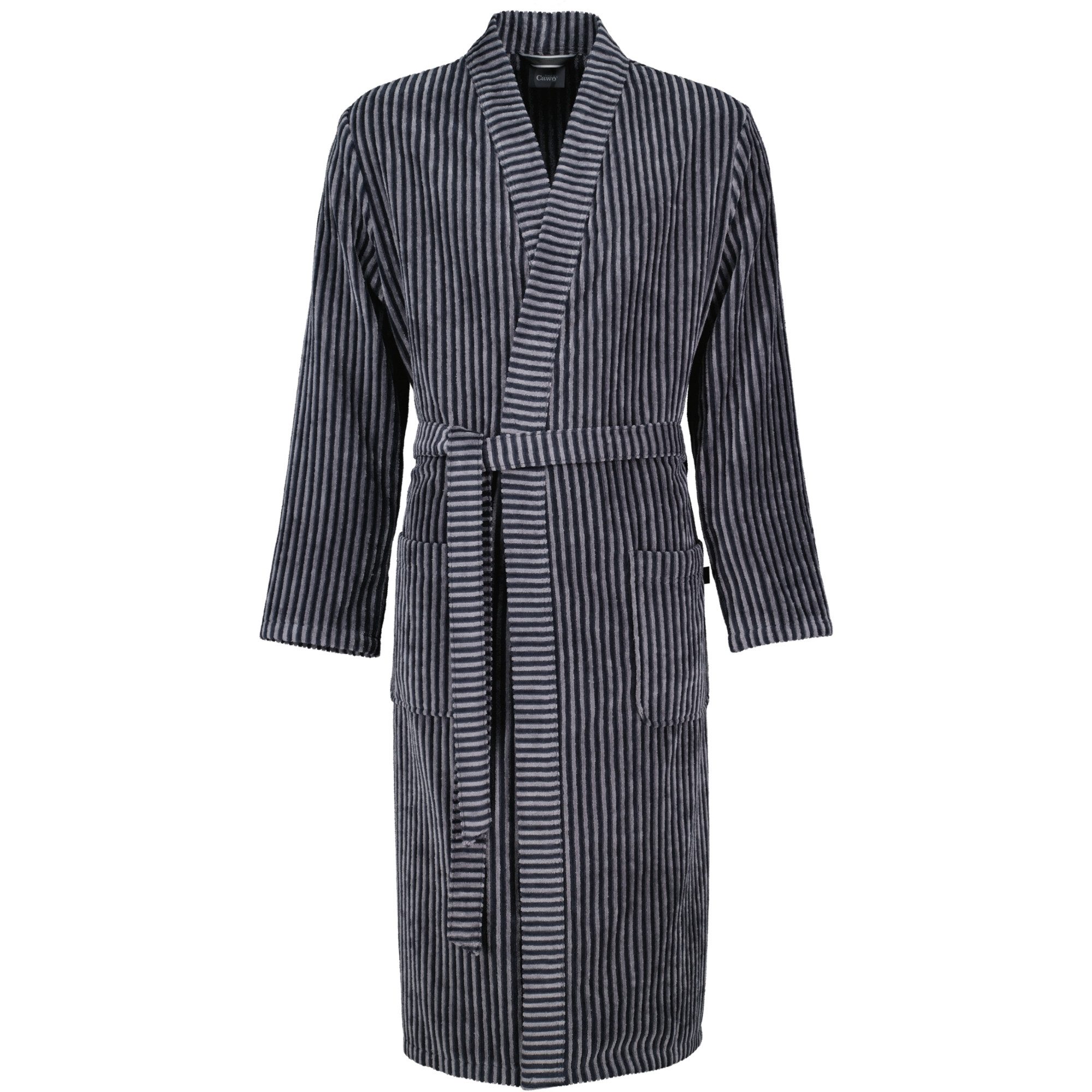 Cawö Herrenbademantel Streifen 4854 Kimono Velours, Kimono, 100% Baumwolle