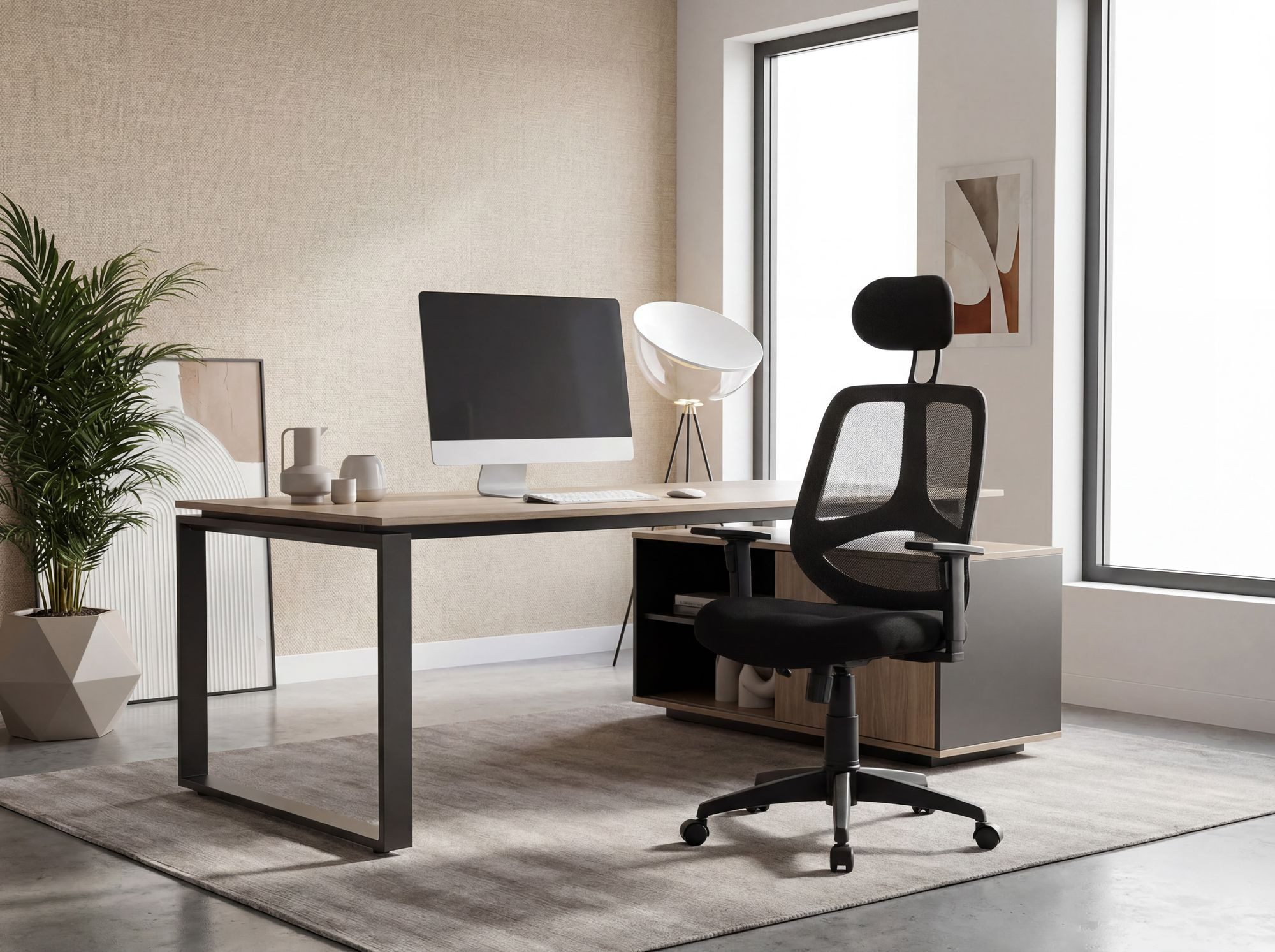 FINEBUY Schreibtischstuhl Bürostuhl Stoff Chefsessel Drehstuhl Bürosessel (Drehstuhl mit Armlehne, Schreibtischstuhl Drehbar), Bürostuhl XXL 120 kg Modern, Stoff Schwarz