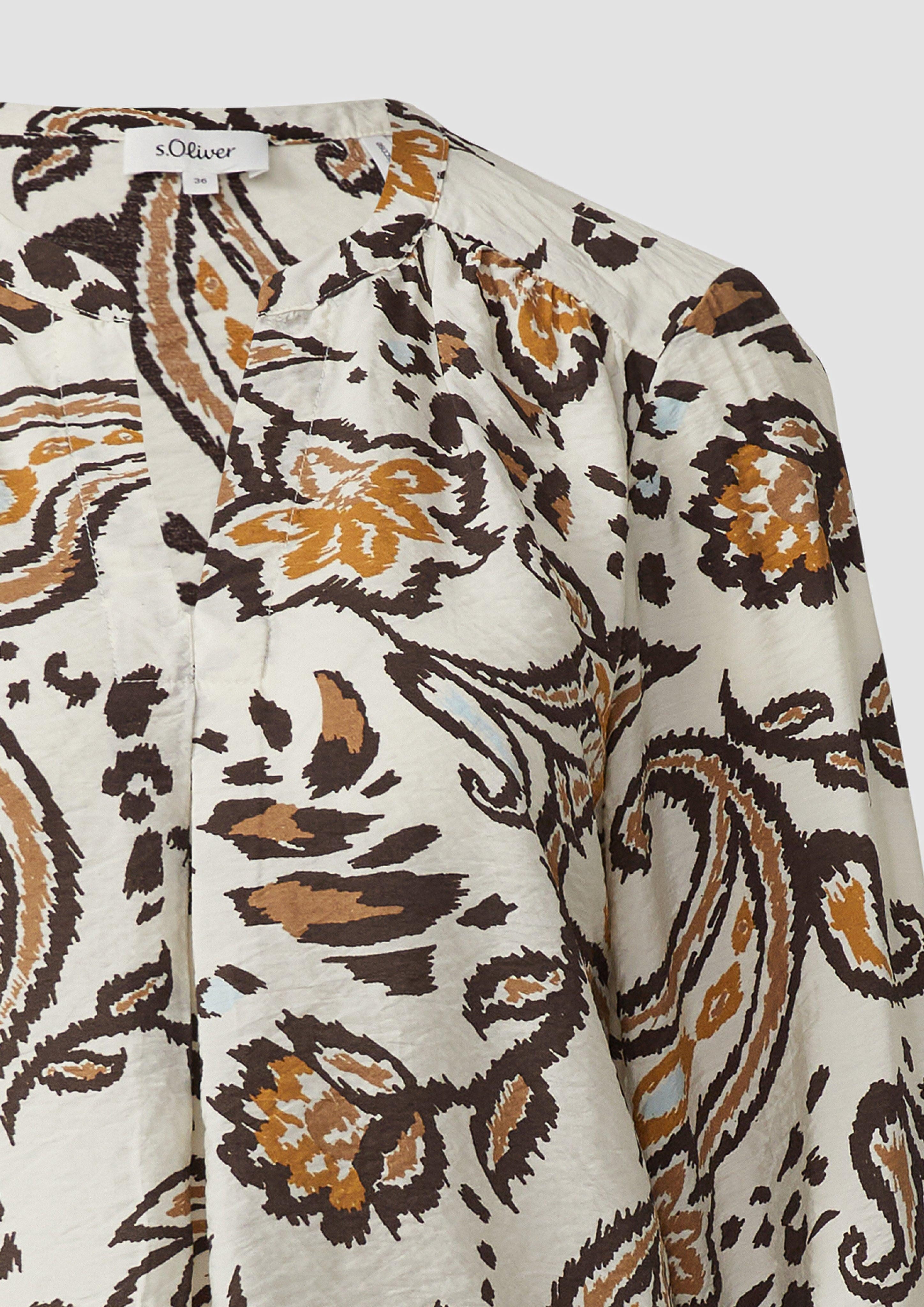 s.Oliver Langarmbluse Strukturierte Viskosemix-Bluse mit All-over-Print günstig online kaufen