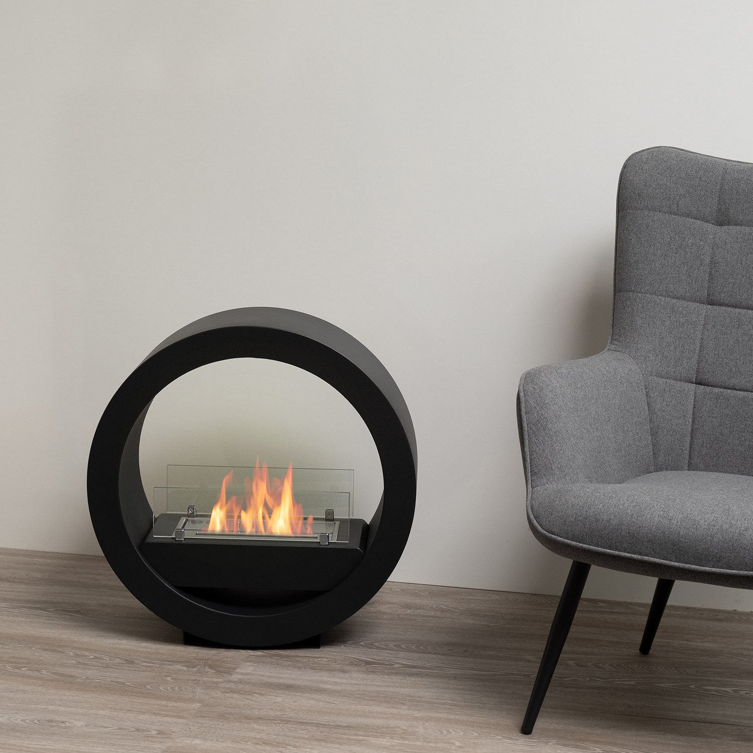 Moritz Dekokamin Standkamin 64 x 63 x 25 cm schwarz 1,5 Liter Brenner, Ethanolbrenner Glasfeuer Terrassenfeuer Kamin