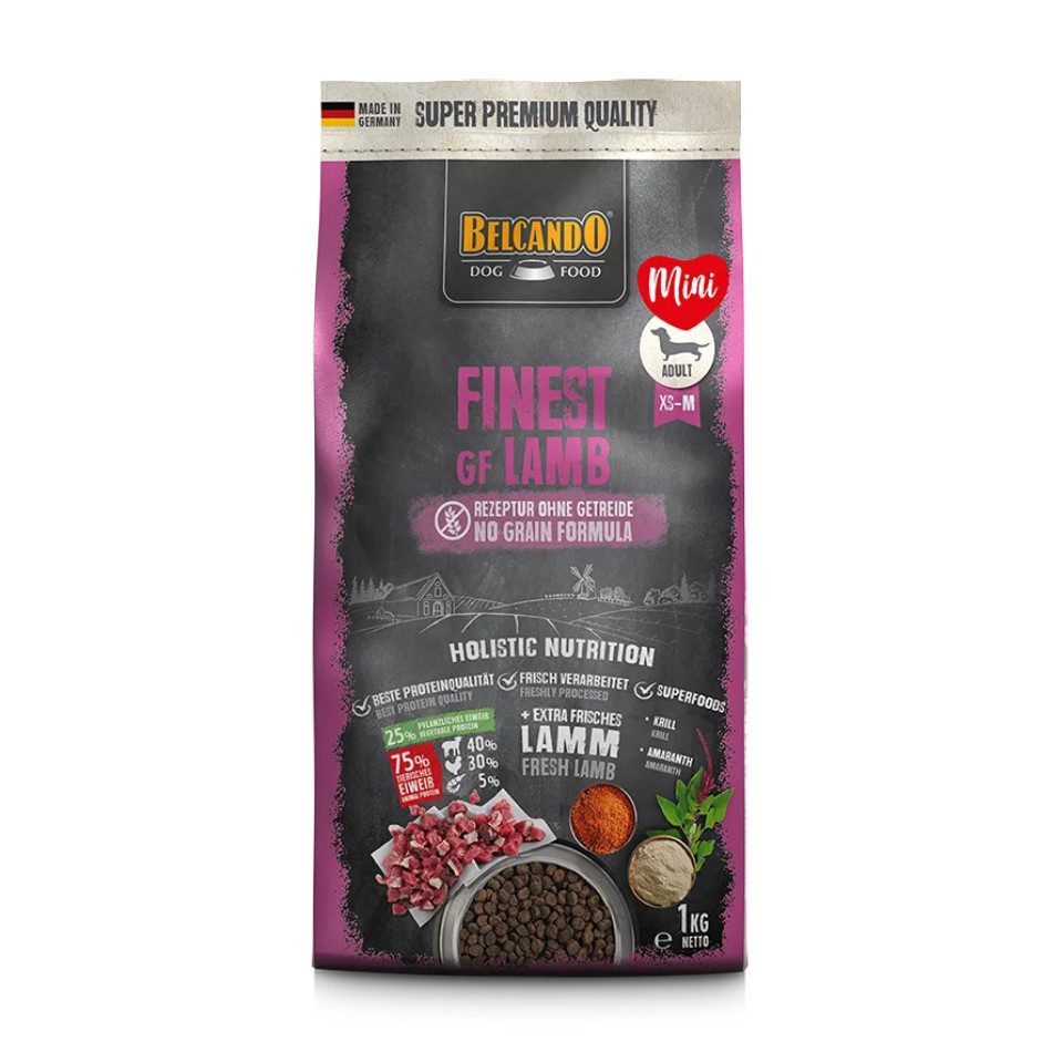 Belcando Finest GF Lamb - getreidefreies Trockenfutter für kleinere Hunde, Trockenfutter für: Hunde