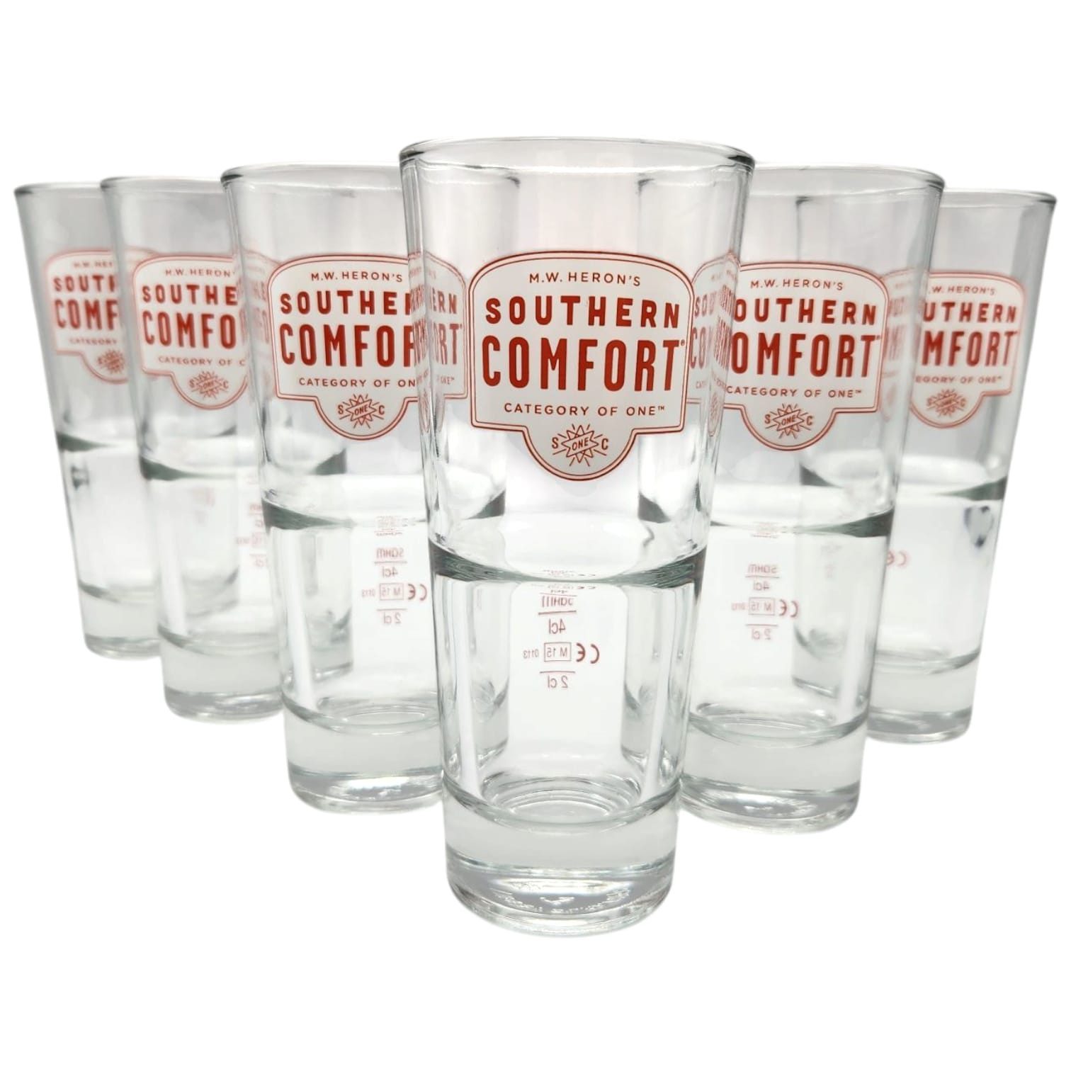 Southern Comfort Schnapsglas Southern Comfort Bundle, 2x Servietten + 6x Gläser, 6-tlg., Bundle Set