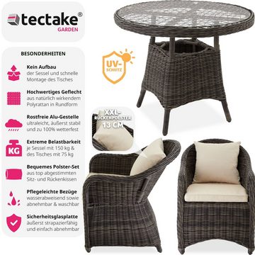 tectake Sitzgruppe Zürich, (Set, 3-tlg), Tisch- und Stuhl Set