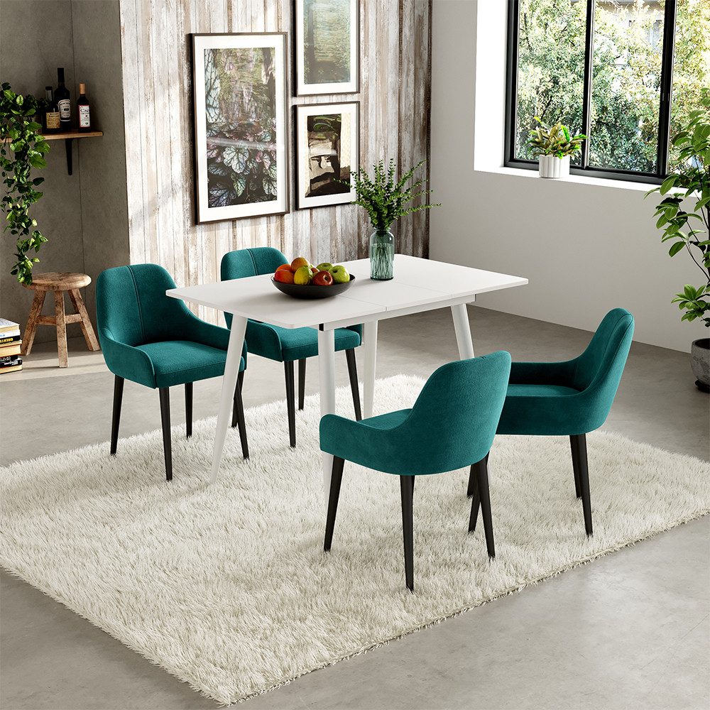 Vicco Esstisch Beaver, Weiß, 80 x 70 cm ausziehbar (1-St)