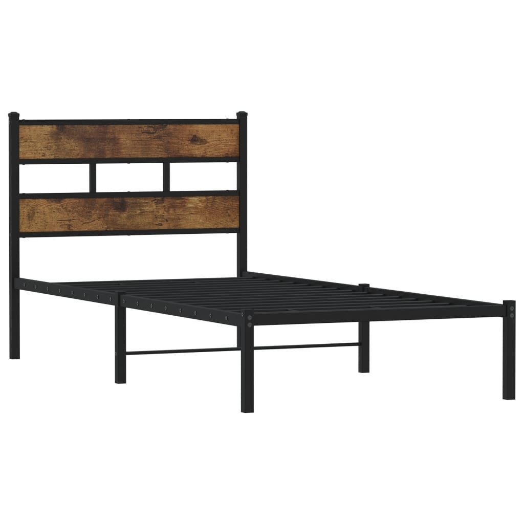 vidaXL Bett Metallbett ohne Matratze Räuchereiche günstig online kaufen