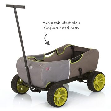 hauck TOYS FOR KIDS Bollerwagen Eco Mobil Forest Green, Transportwagen Handwagen faltbar mit Dach für 2 Kinder, bis 50 kg