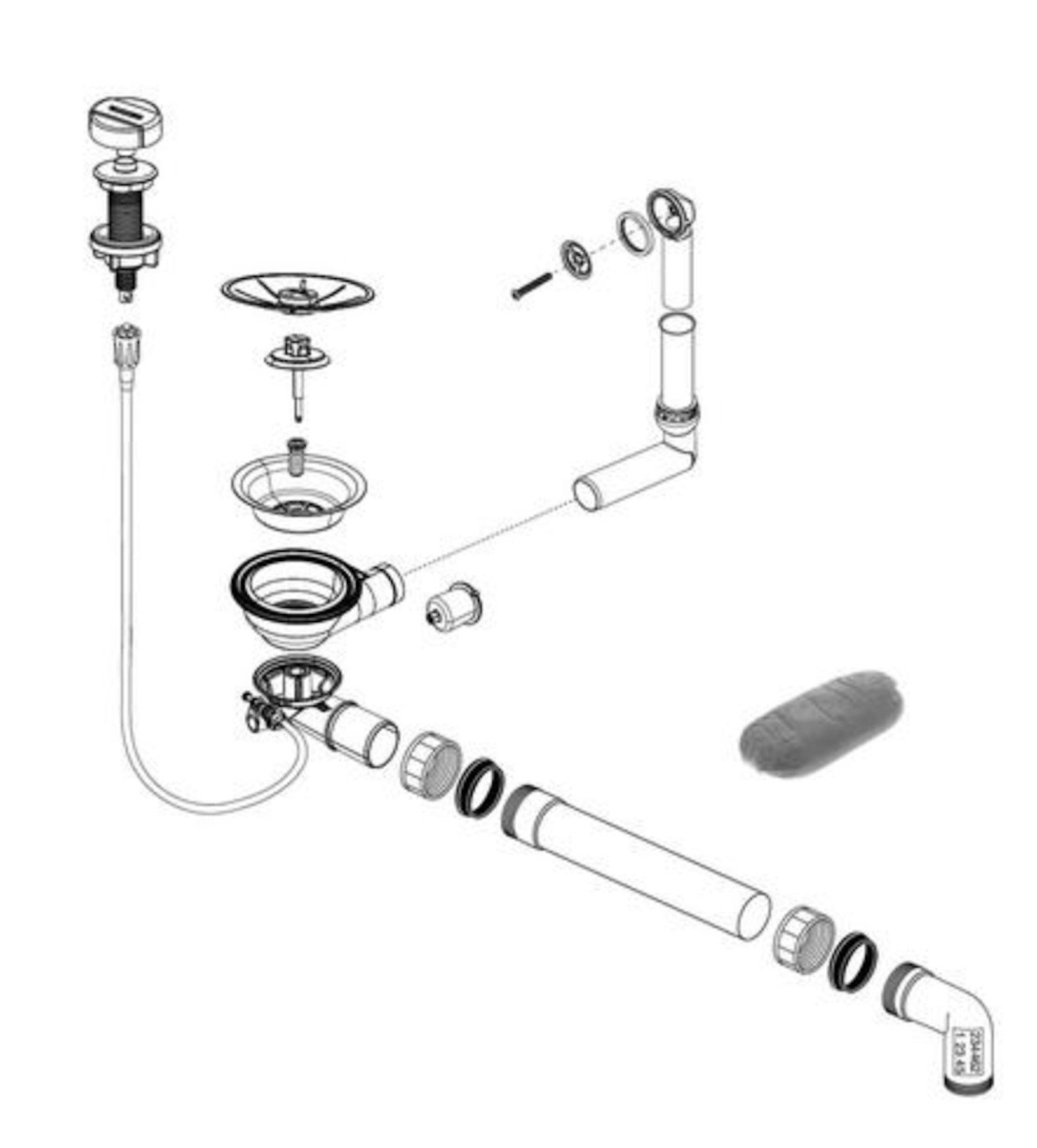 Blanco Einbauspüle Blanco Ablaufgarnitur 1 x 3,5'' Sieb, Überlauf rund InFino®