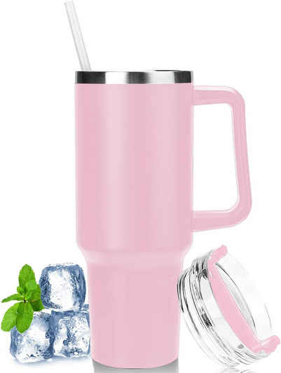 SOTOR Thermoflasche Edelstahlbecher, 40 oz vakuumisolierte Wasserflasche mit Griff, tragbarer Autobecher für kalte und heiße Getränke