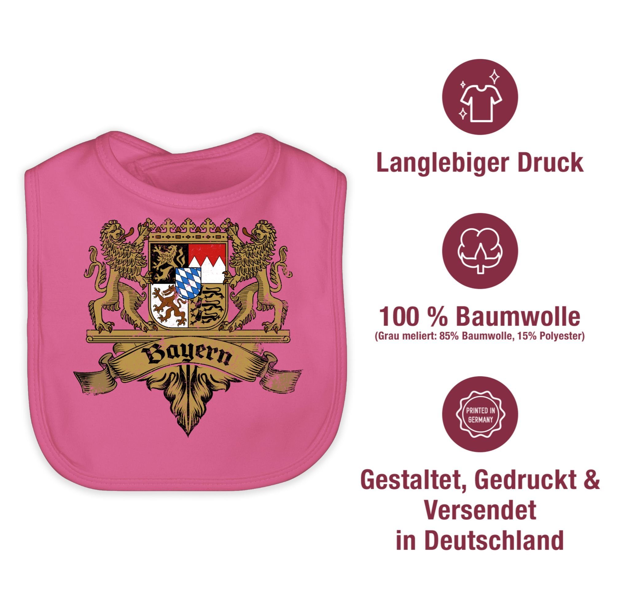 Shirtracer Lätzchen Bayern Wappen Oktoberfest Freistaat Mode 3 Bayernland Bayern, Baby für Pink Outfit