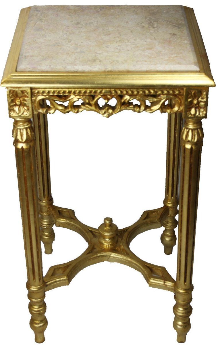 - Tisch Casa H Beistelltisch Eckig 40 Stil Padrino 40 Barock Beistelltisch Telefon x Blumen Gold Marmorplatte cm Creme 72.5 mit Antik x