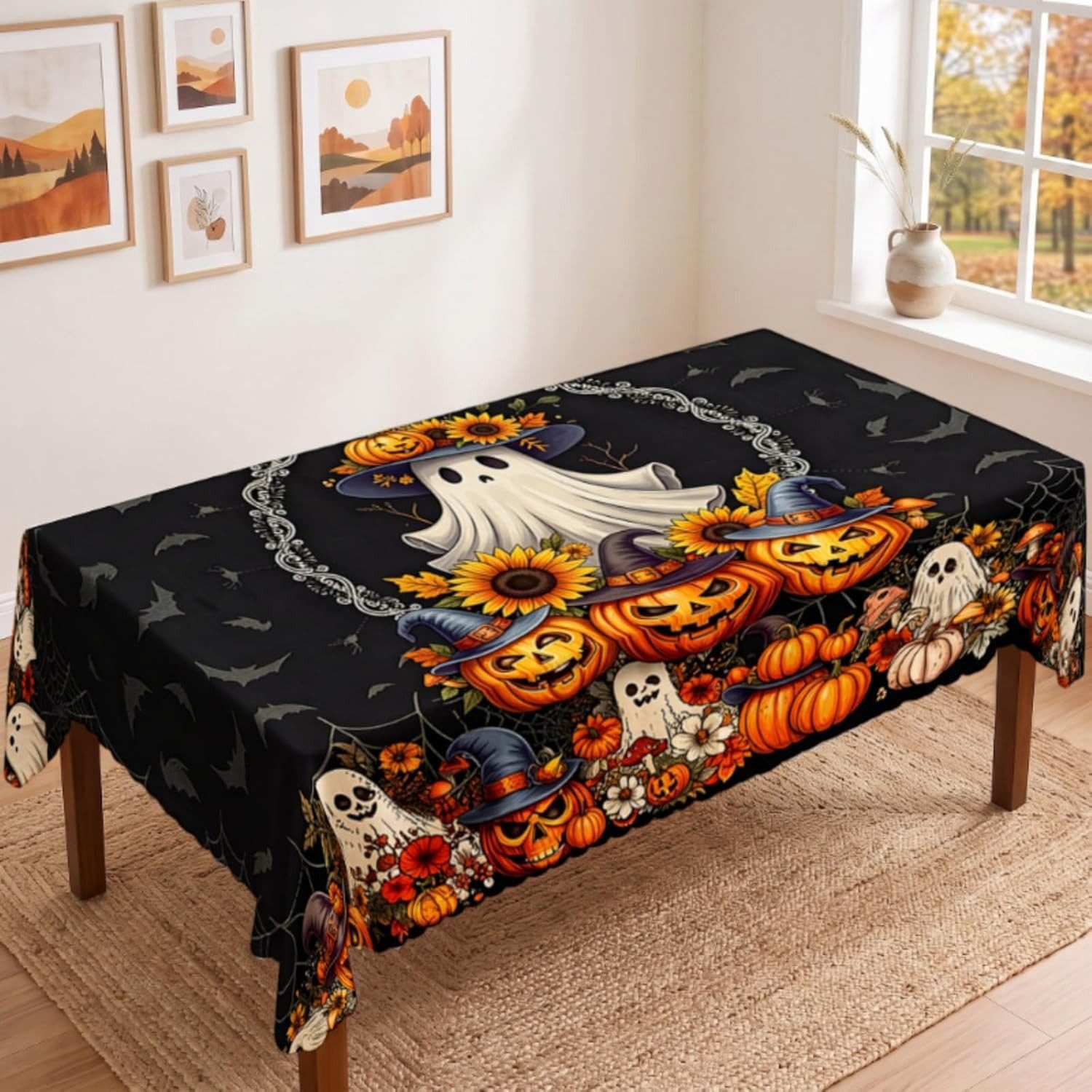 FELIXLEO Gartentischdecke Halloween Tischdecke,wiederverwendbares Polyester Tischtuch für Partys (1-tlg)