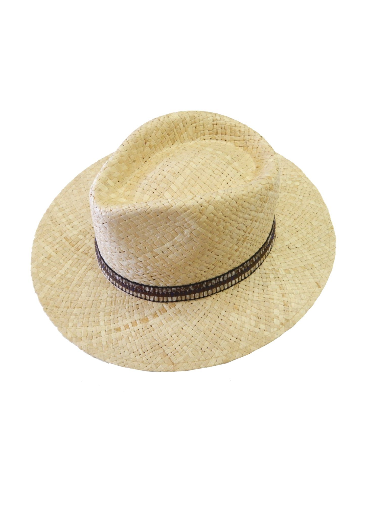 Chaplino Strohhut mit gemustertem Hutband
