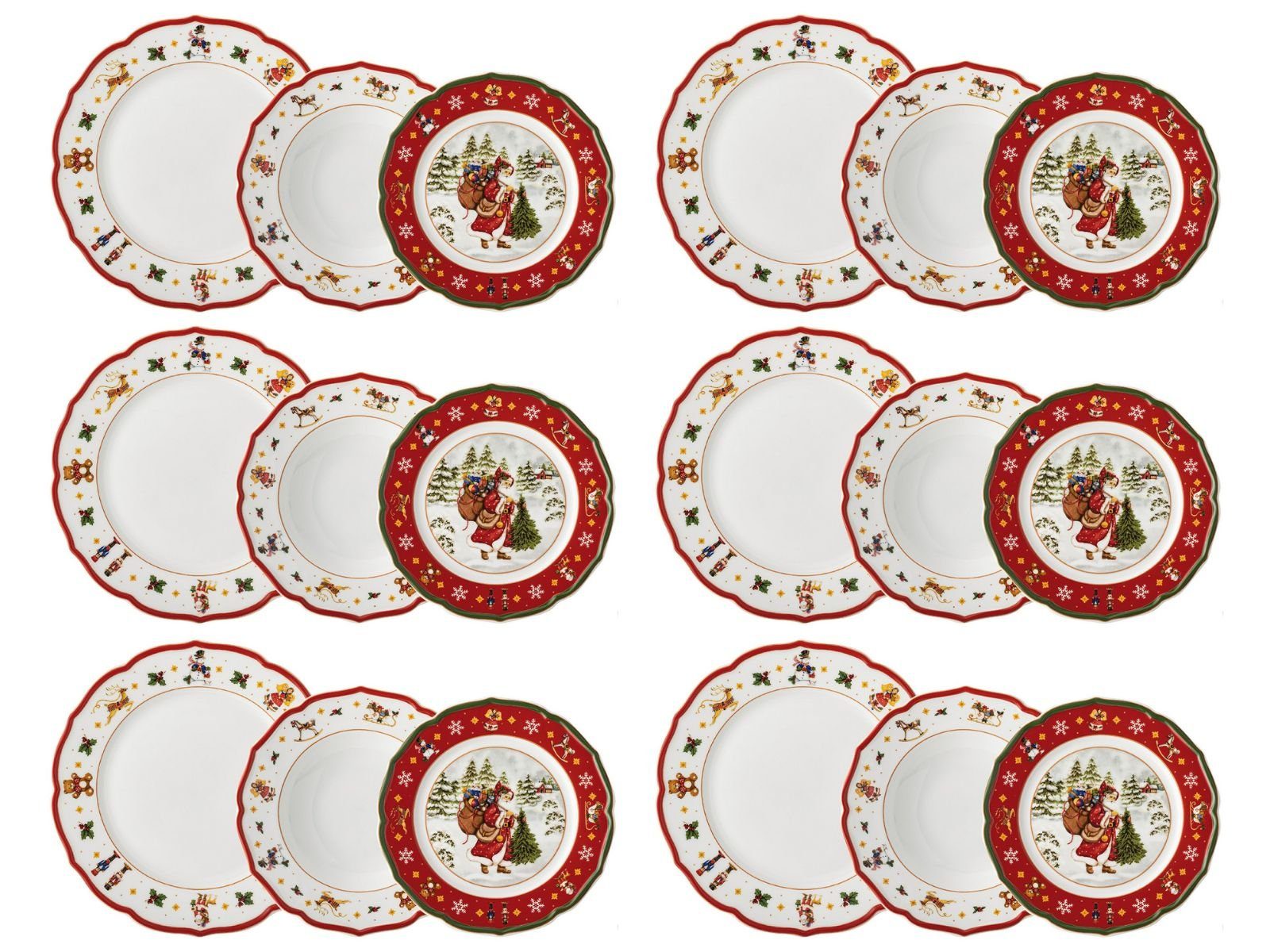 Hutschenreuther Geschirr-Set Happy Wintertime Red Set 18tlg, Porzellan, Sets