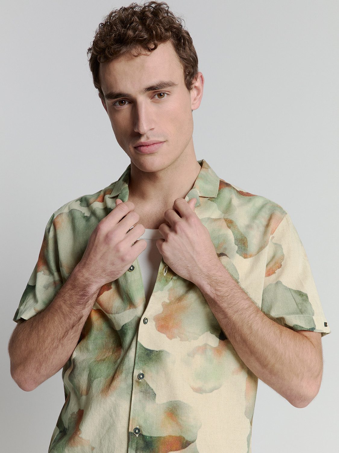 NO EXCESS Langarmhemd No Excess Bedrucktes Hemd